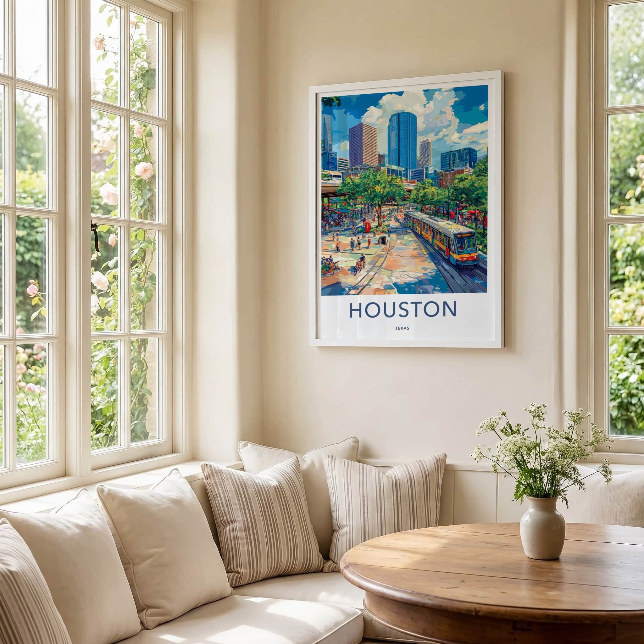 Houston Poster - Texas Wall Art - Vibrant Urban Landscape Home Decor