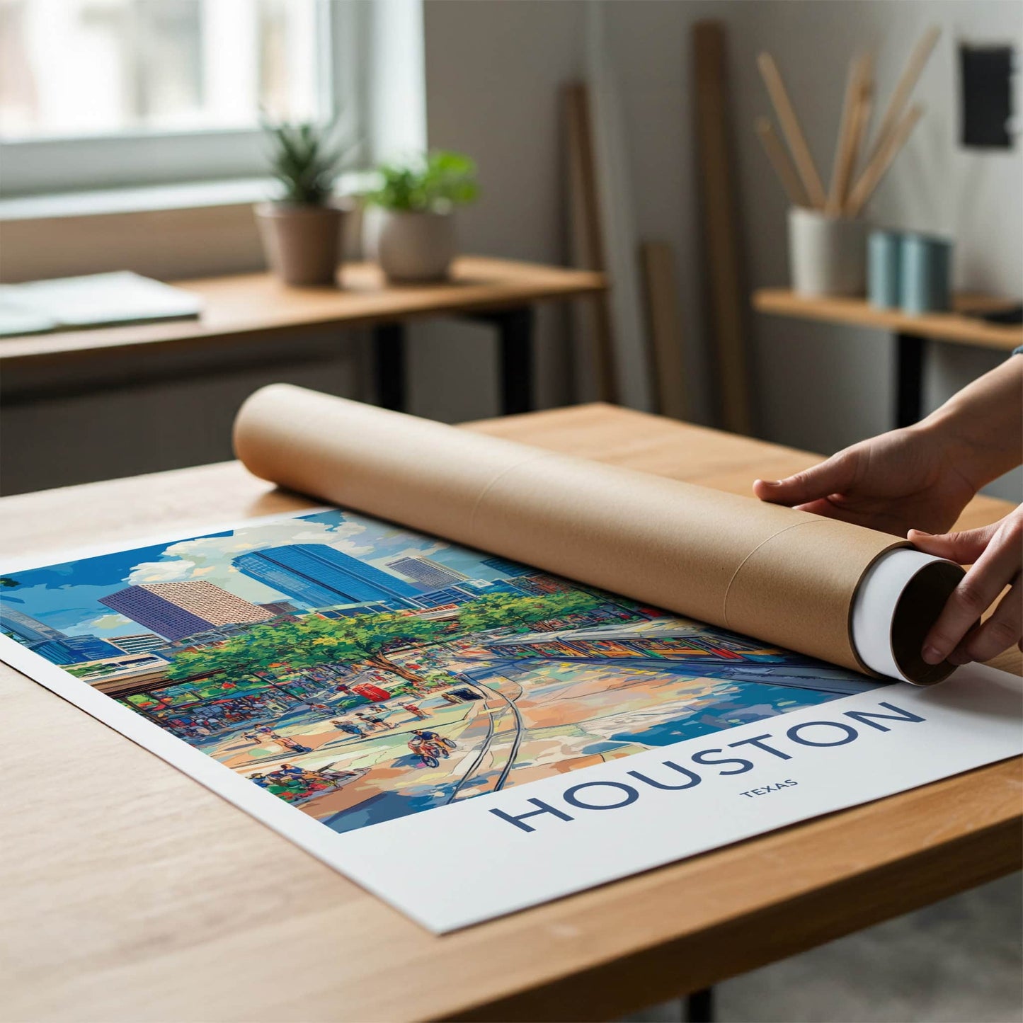 Houston Poster - Texas Wall Art - Vibrant Urban Landscape Home Decor