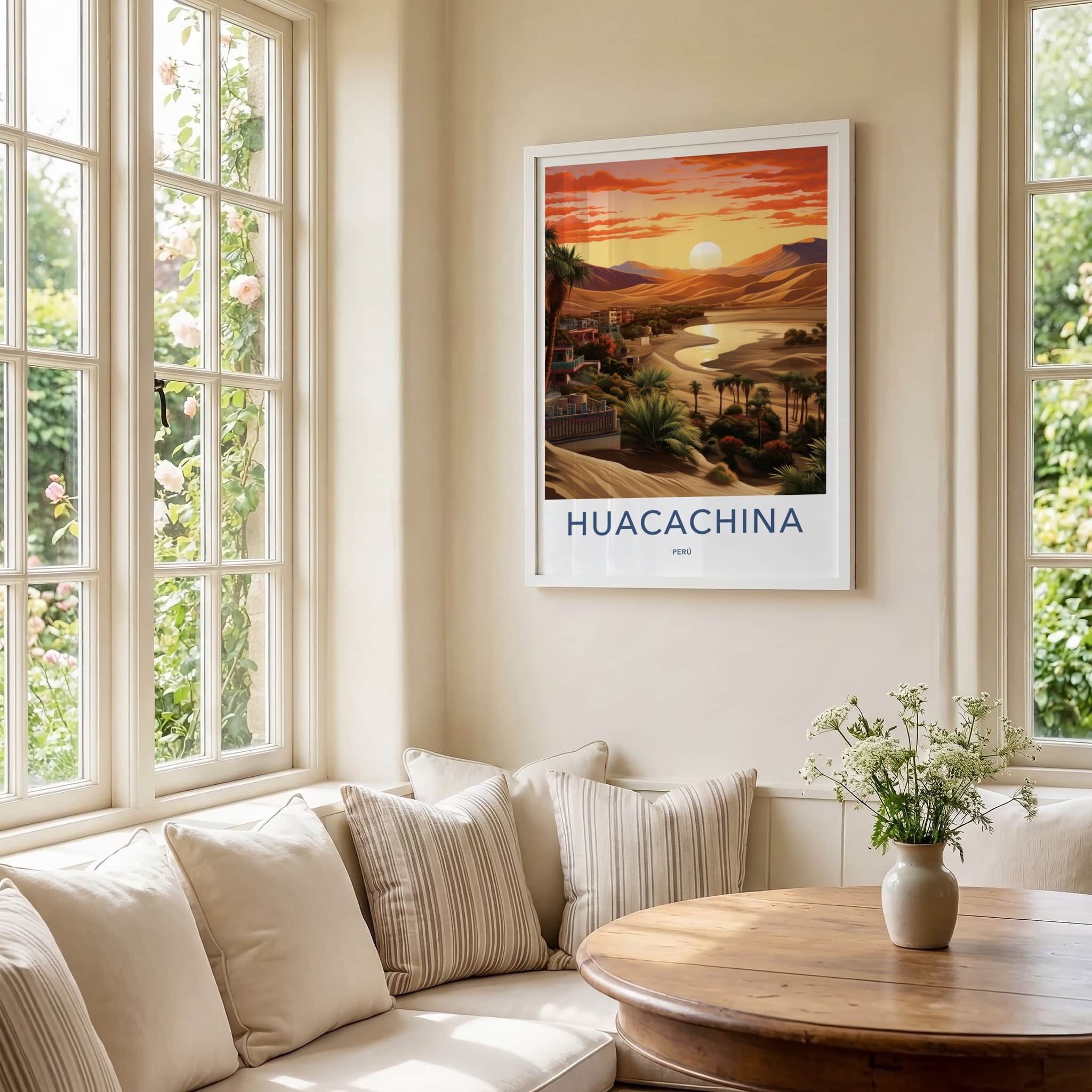 Huacachina Poster - Peru Framed Print - Desert Oasis Sunset Framed Decor