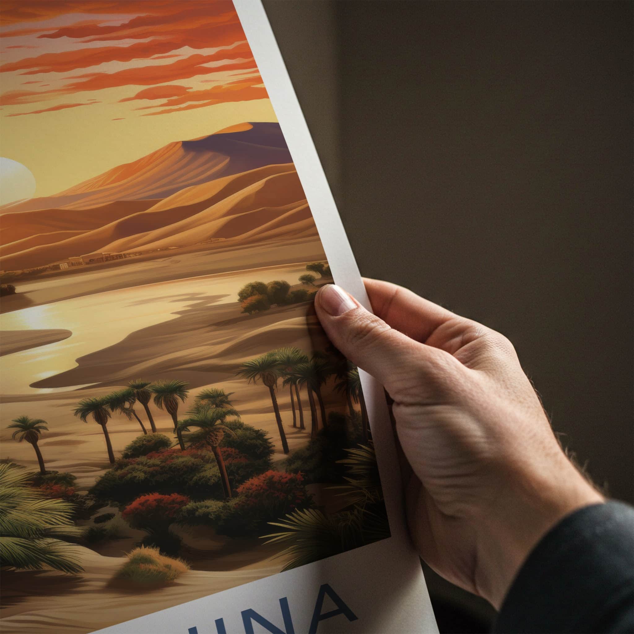 Huacachina Poster - Peru Framed Print - Desert Oasis Sunset Framed Decor