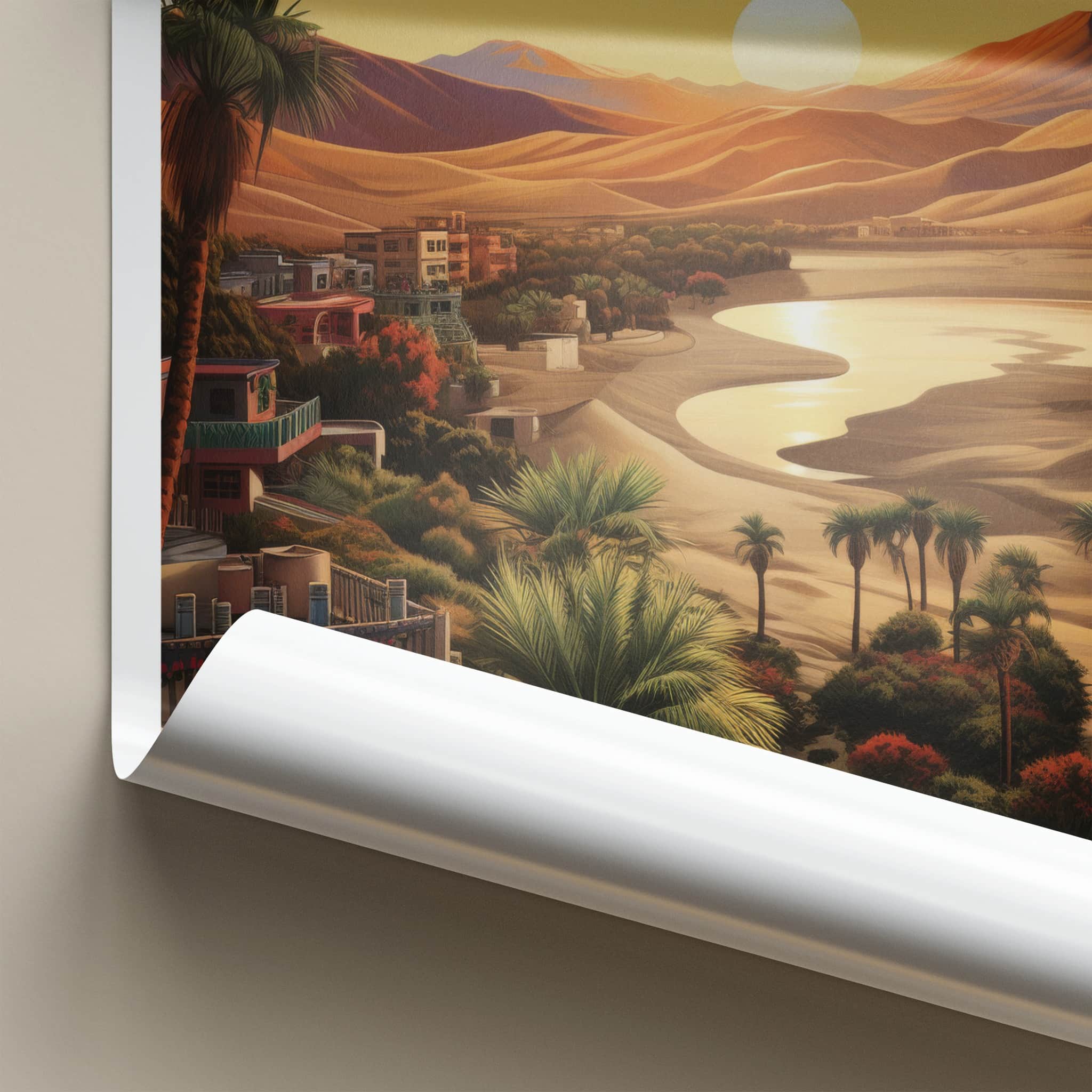 Huacachina Poster - Peru Framed Print - Desert Oasis Sunset Framed Decor