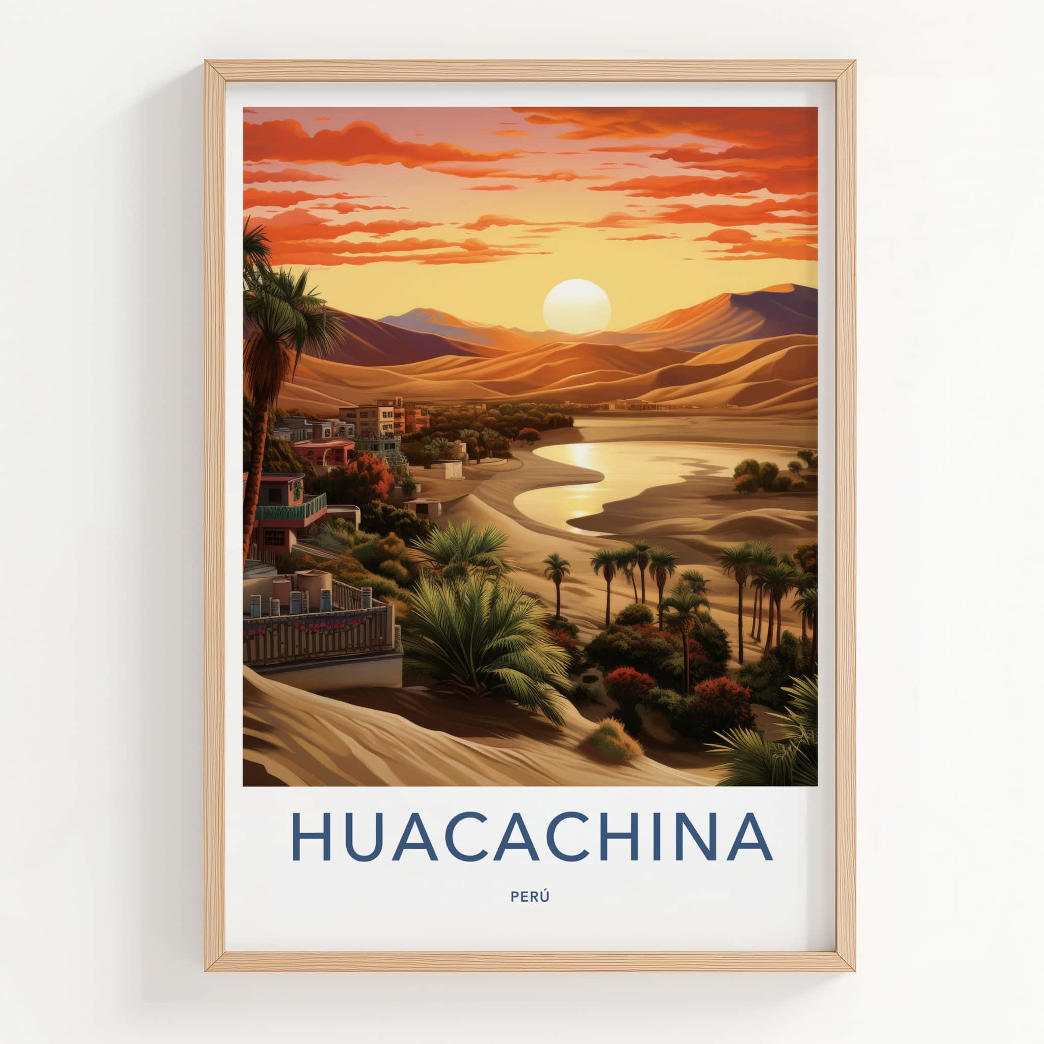 Huacachina Poster - Peru Framed Print - Desert Oasis Sunset Framed Decor