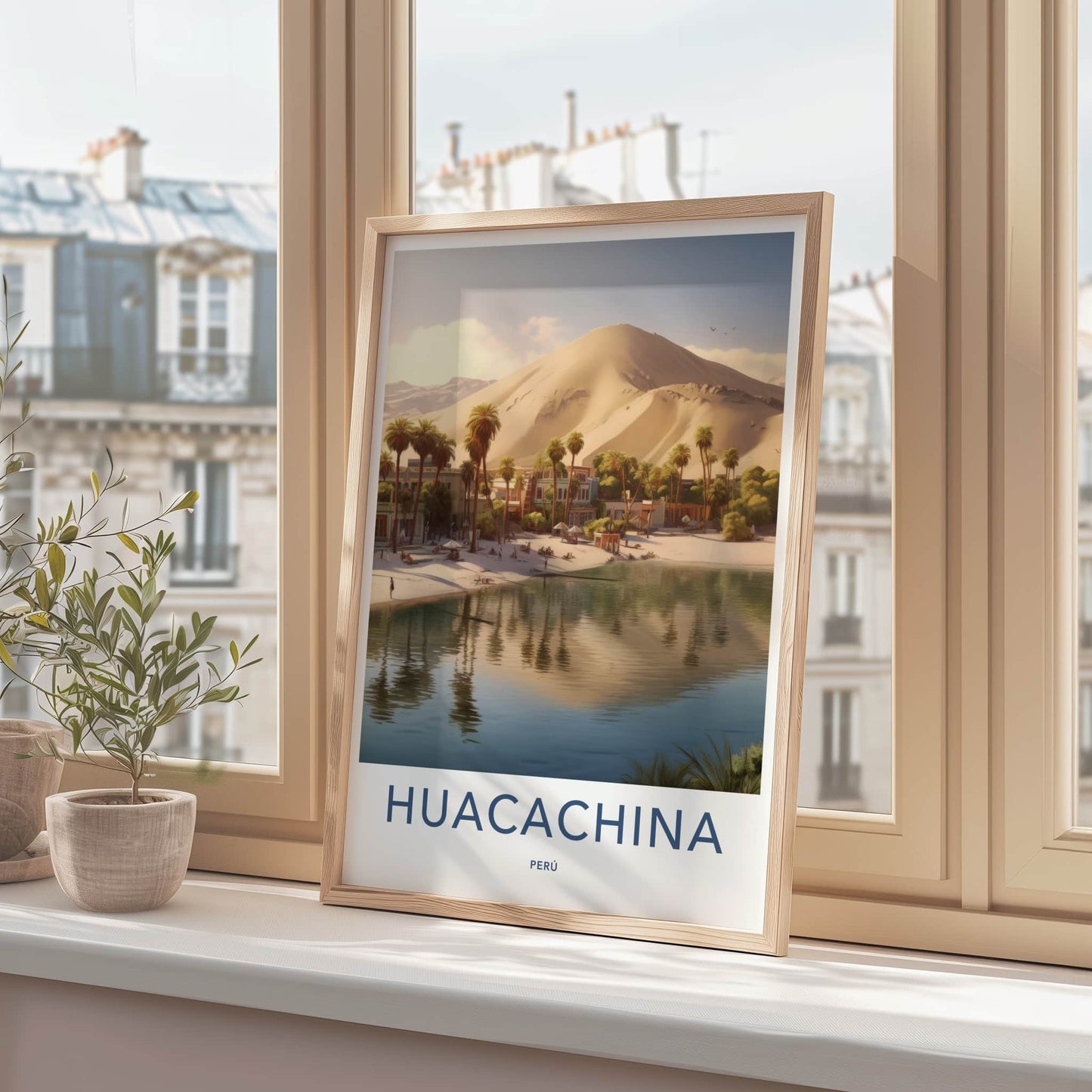 Huacachina Poster - Peru Framed Print - Desert Oasis Village Framed Decor