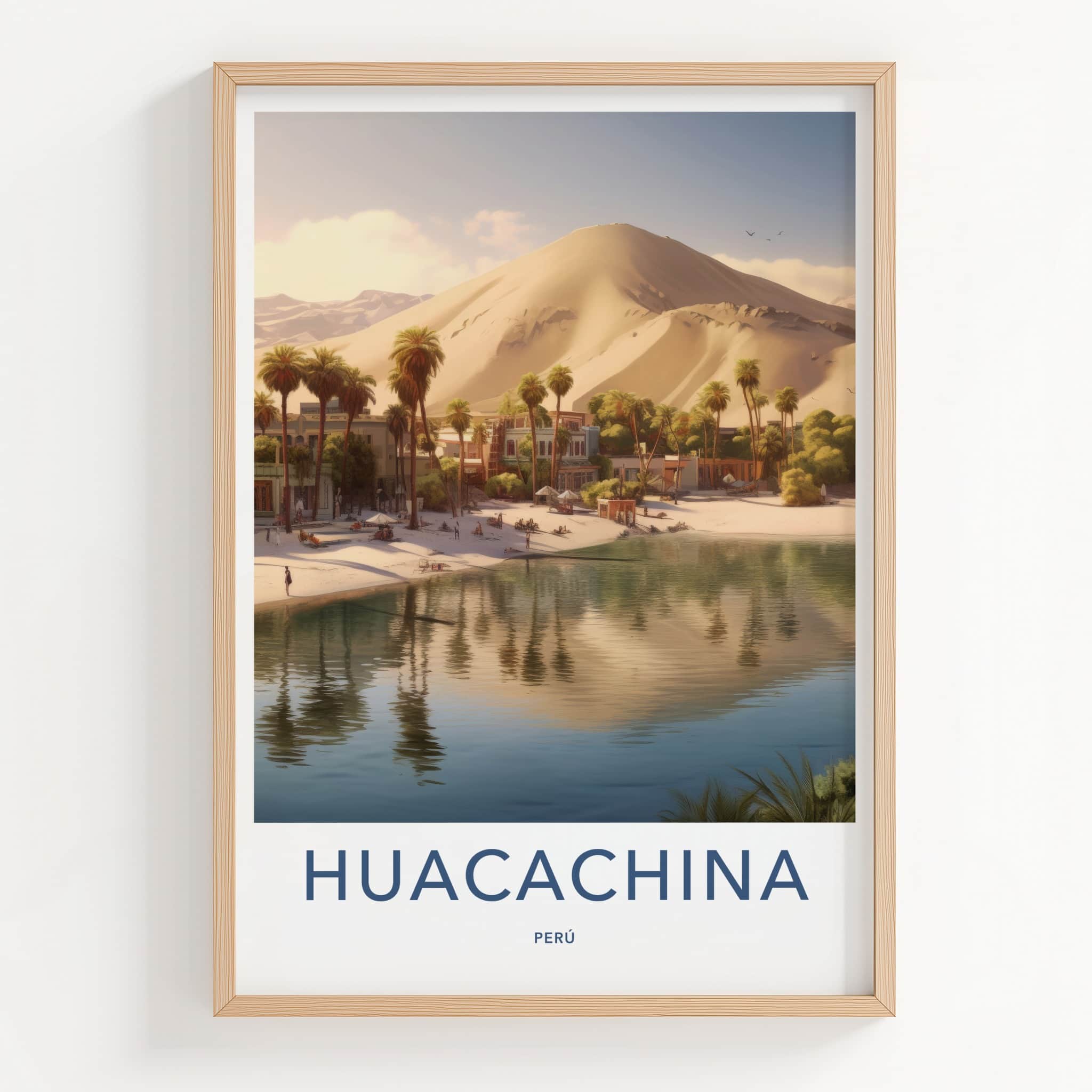 Huacachina Poster - Peru Framed Print - Desert Oasis Village Framed Decor