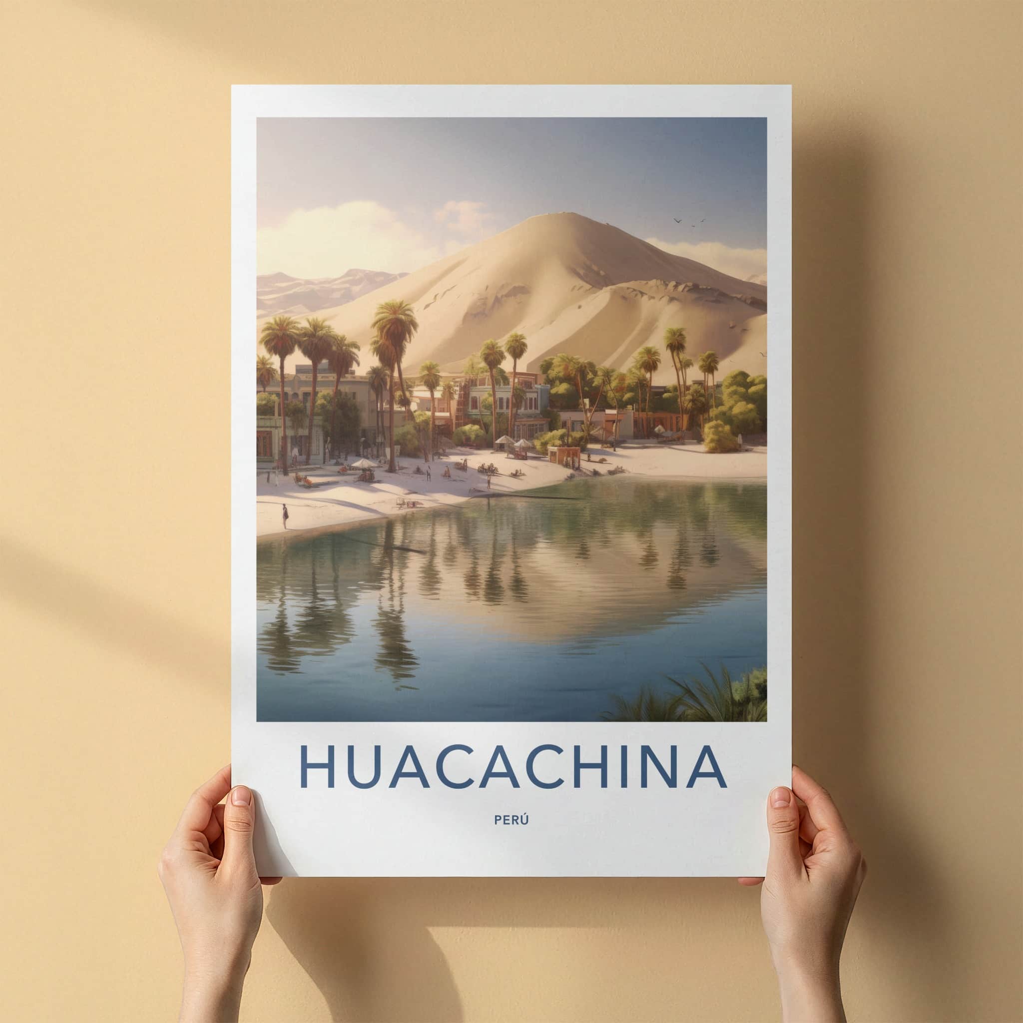 Huacachina Poster - Peru Framed Print - Desert Oasis Village Framed Decor