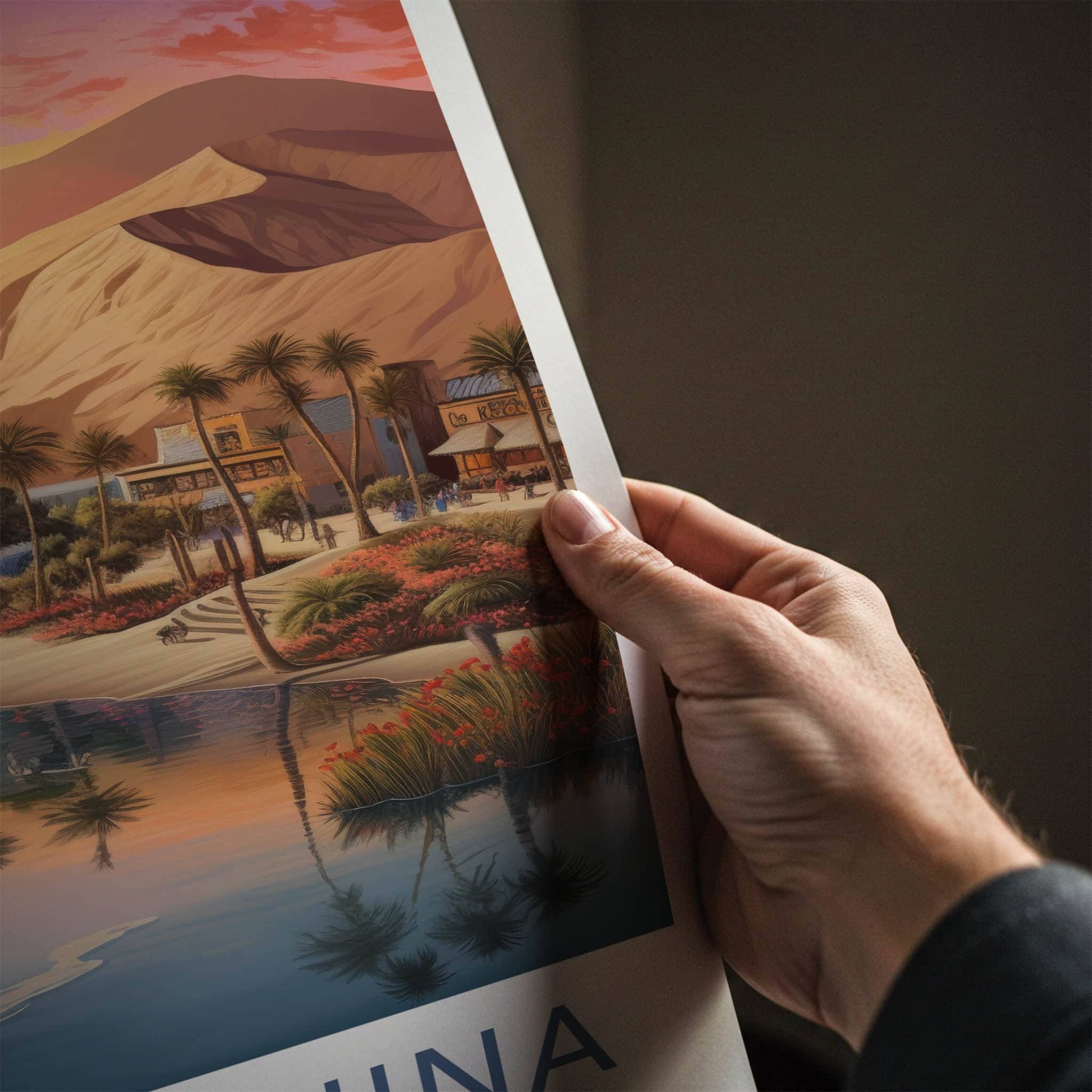 Huacachina Poster - Peru Travel Art - Desert Oasis Lagoon Home Decor