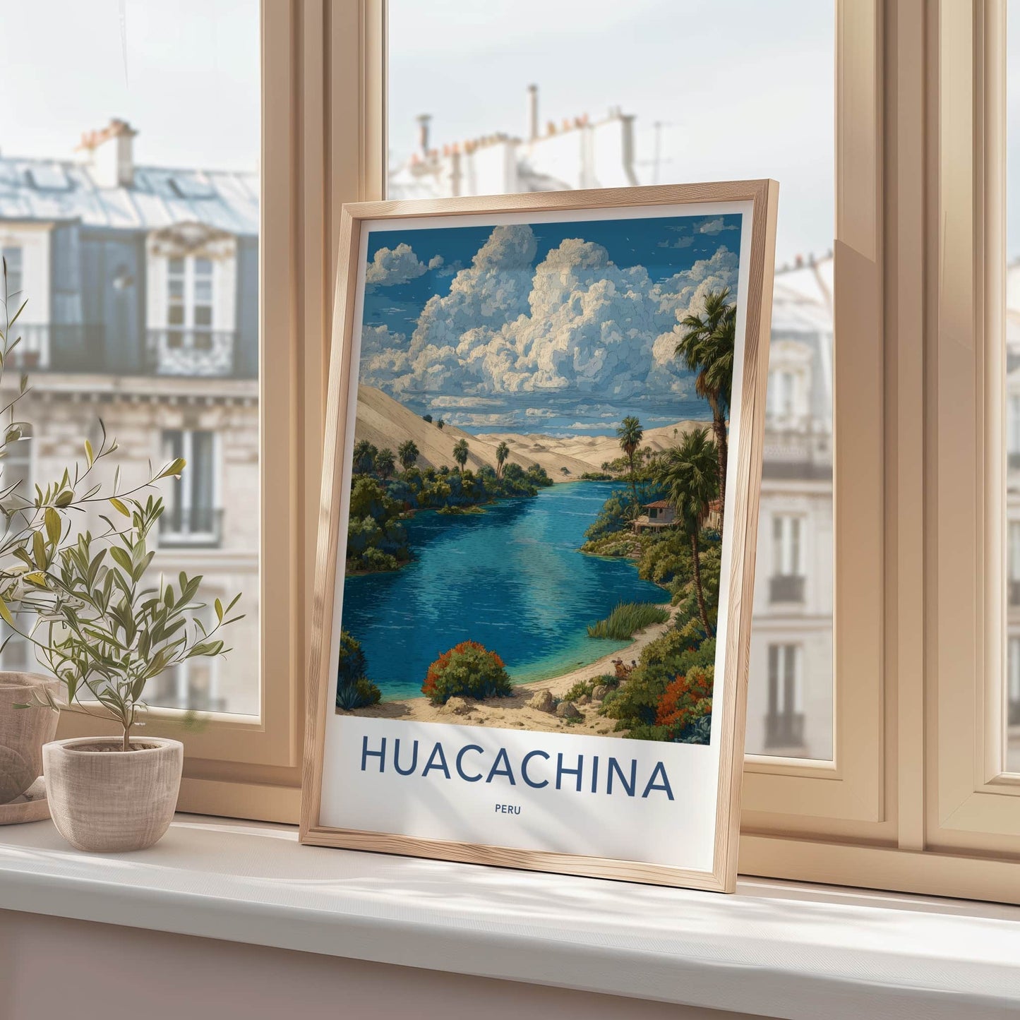 Huacachina Poster - Peru Travel Art - Desert Oasis Lagoon Home Decor