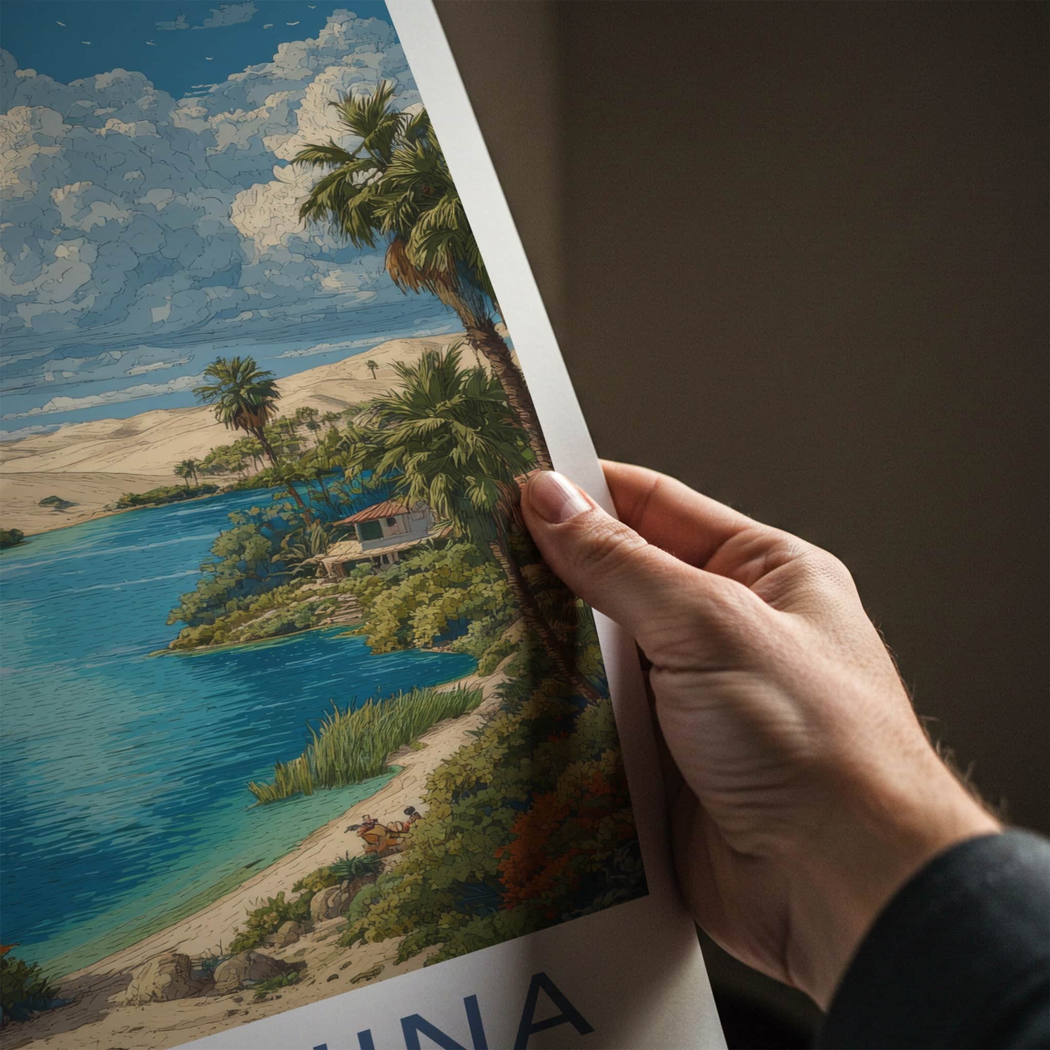 Huacachina Poster - Peru Travel Art - Desert Oasis Lagoon Home Decor
