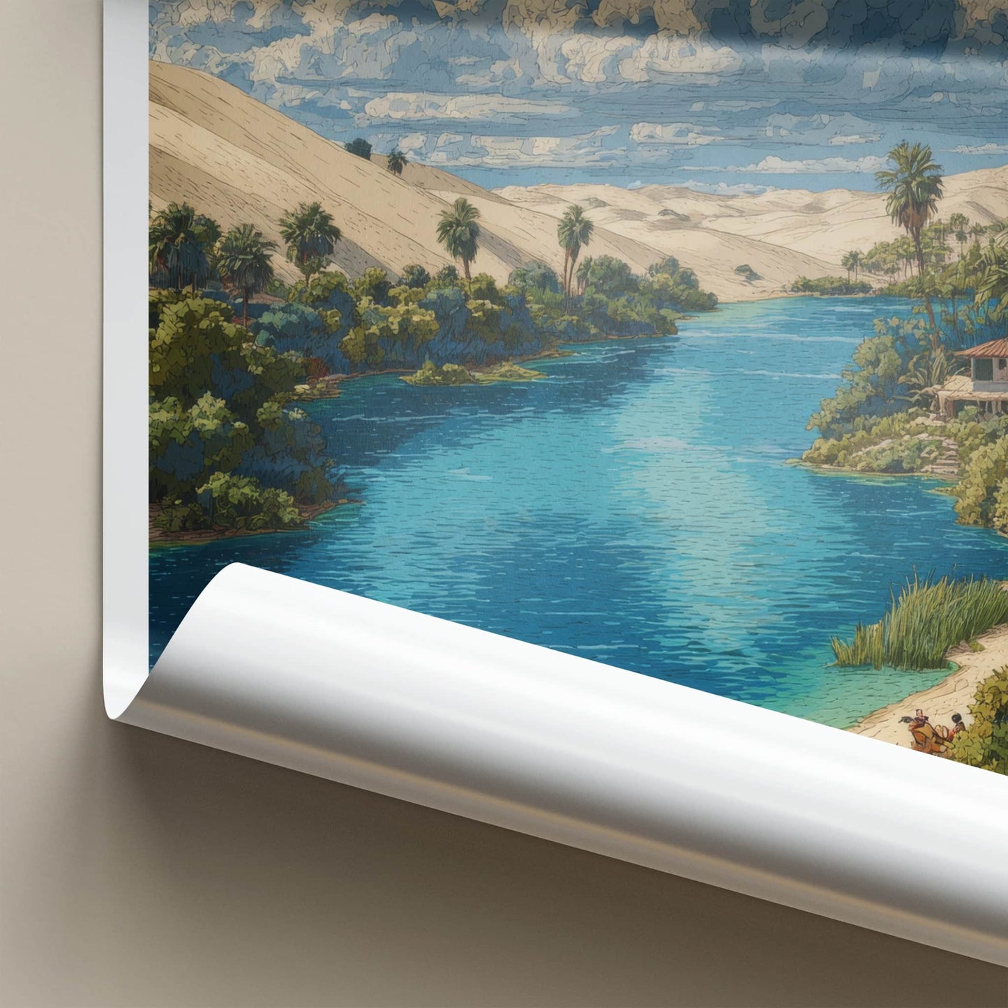 Huacachina Poster - Peru Travel Art - Desert Oasis Lagoon Home Decor