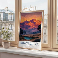 Huacachina Poster - Peru Travel Art - Desert Oasis Sunset Home Decor