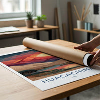 Huacachina Poster - Peru Travel Art - Vibrant Oasis Sunset Home Decor