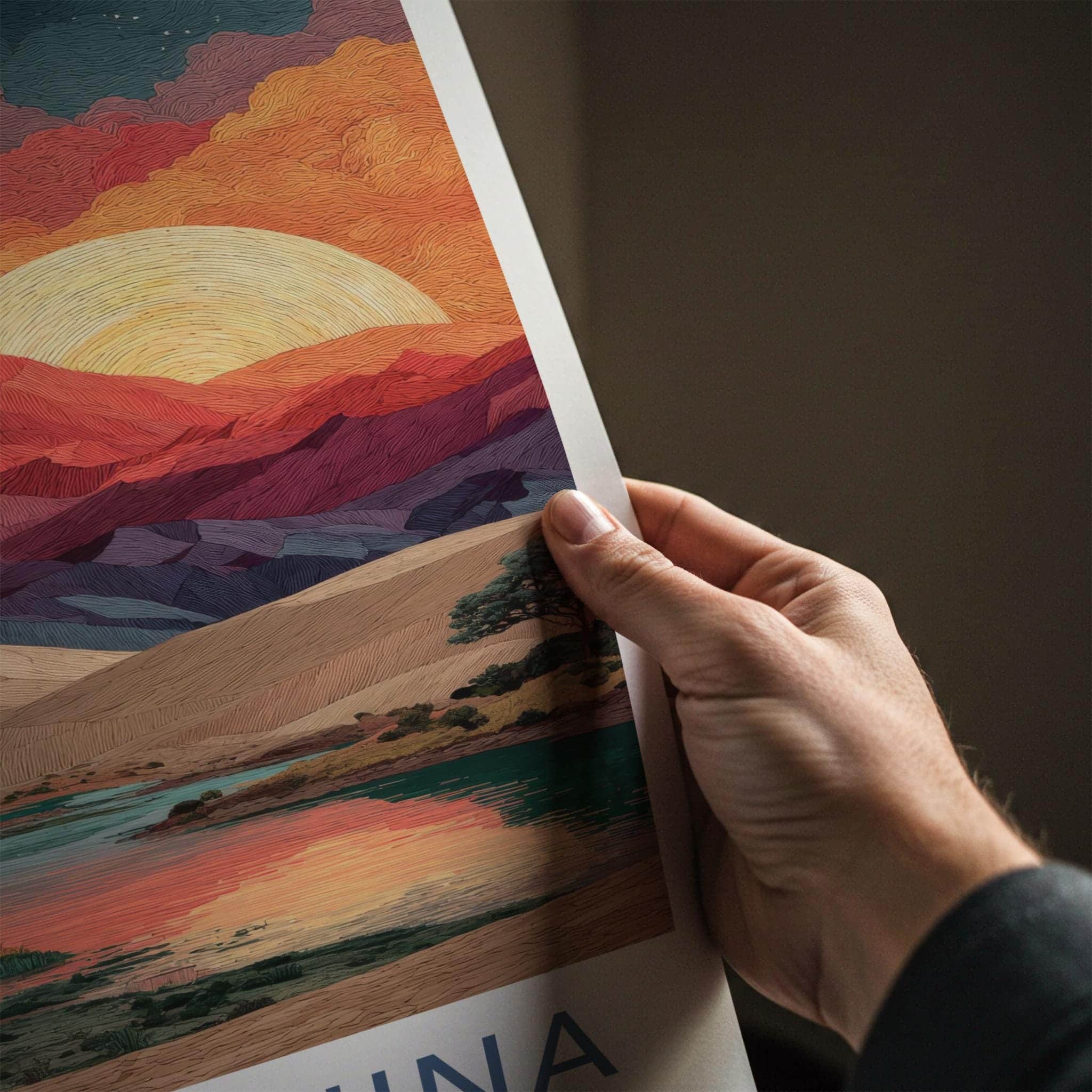 Huacachina Poster - Peru Travel Art - Vibrant Oasis Sunset Home Decor