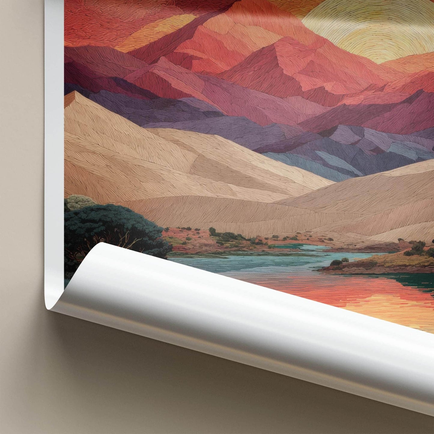Huacachina Poster - Peru Travel Art - Vibrant Oasis Sunset Home Decor
