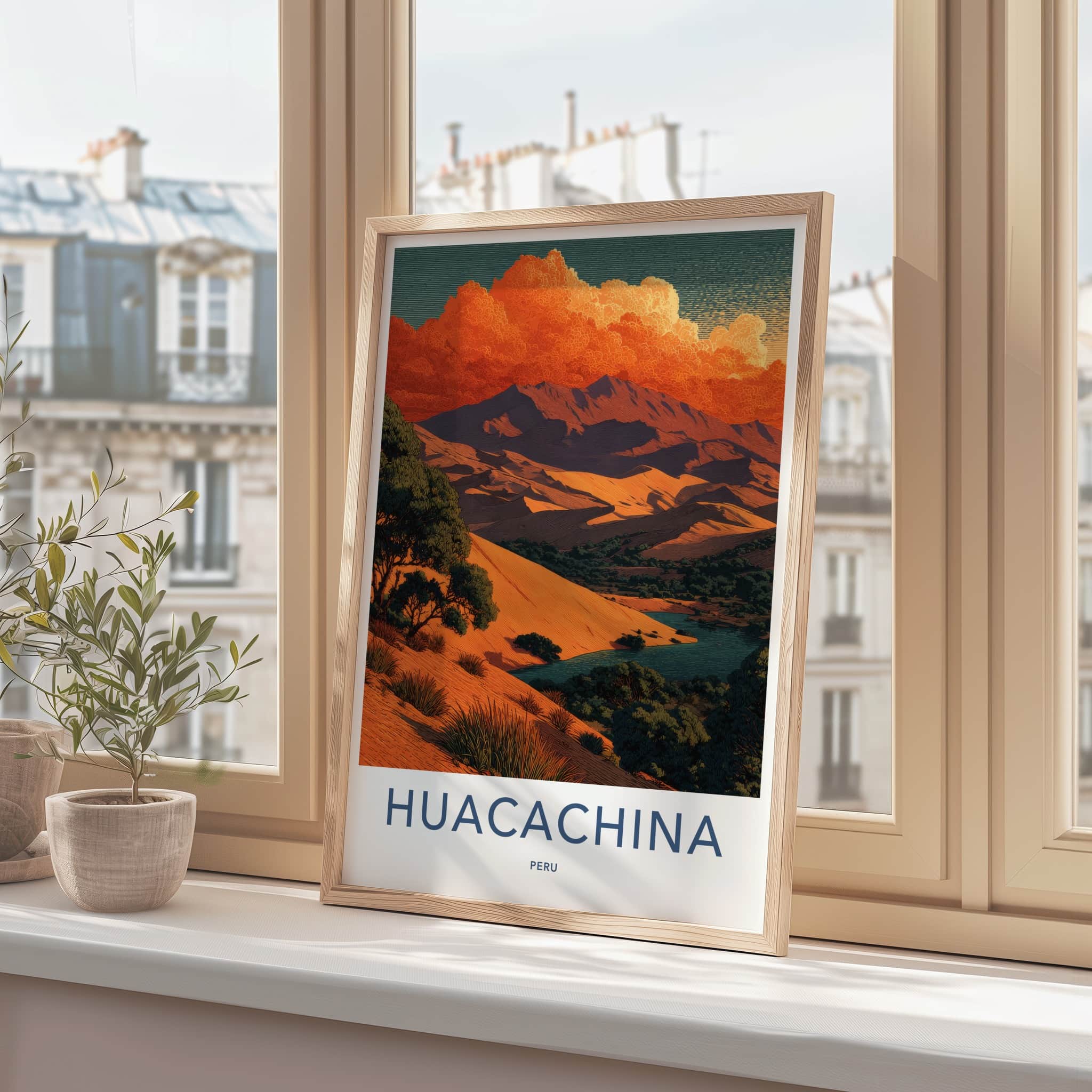 Huacachina Poster - Peru Wall Art - Desert Oasis Lagoon Home Decor
