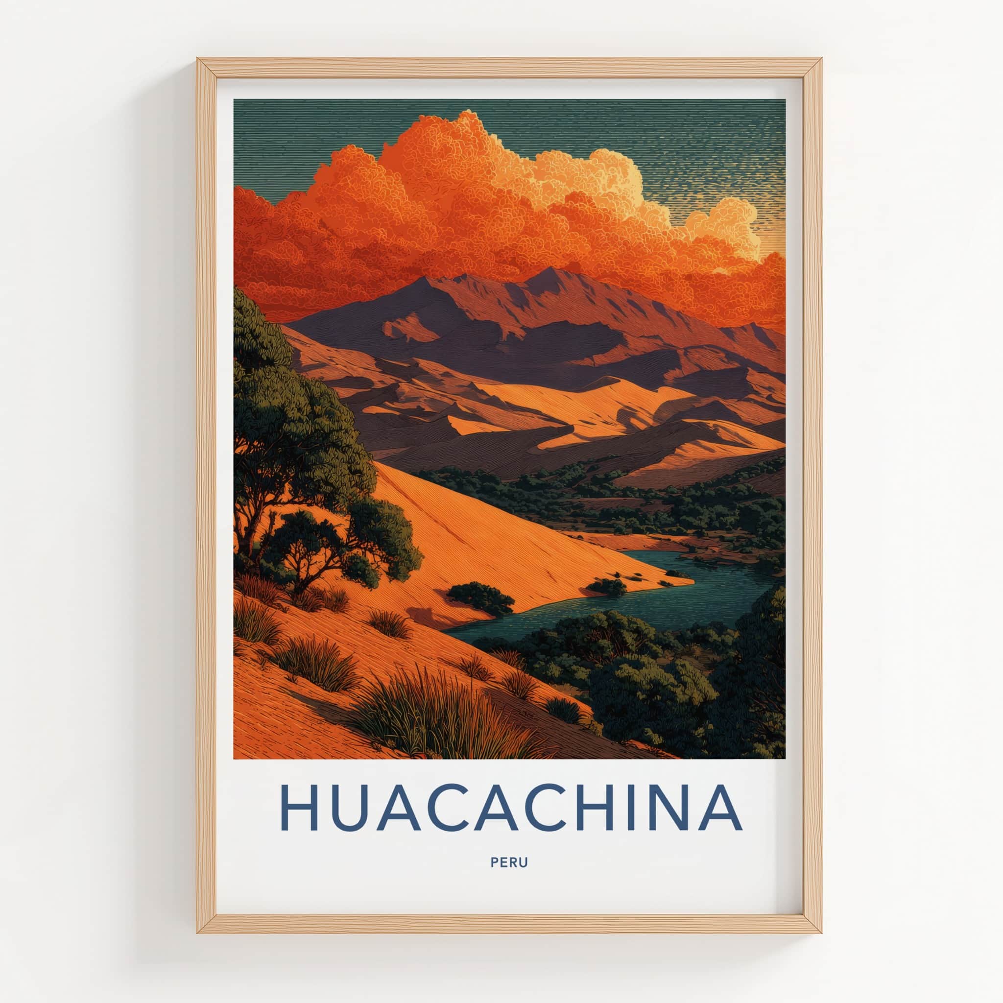 Huacachina Poster - Peru Wall Art - Desert Oasis Lagoon Home Decor