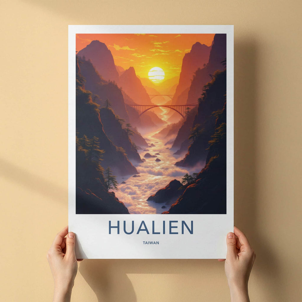 Hualien Poster - Taiwan Framed Art - Sunset Mountain River Gallery Art