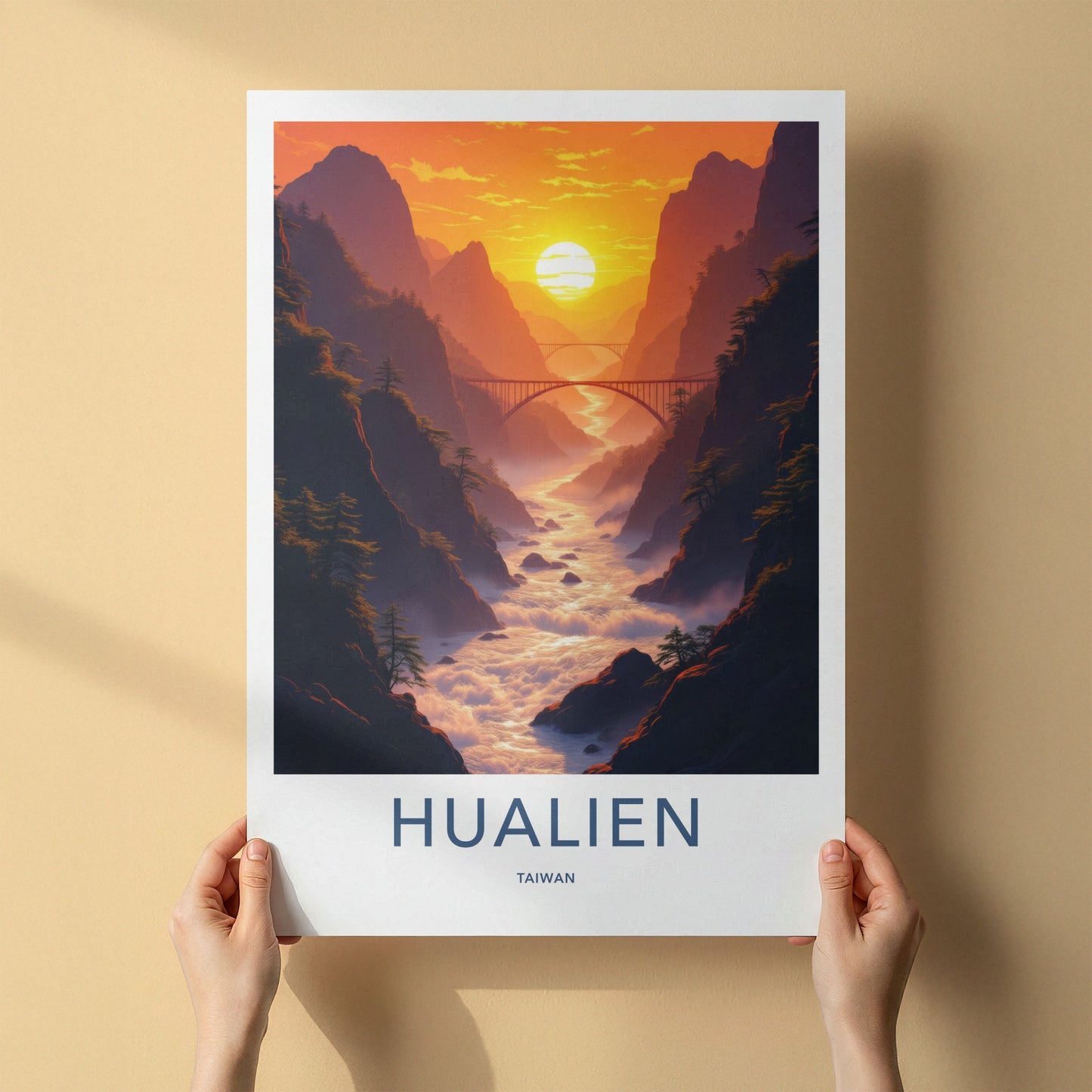 Hualien Poster - Taiwan Framed Art - Sunset Mountain River Gallery Art
