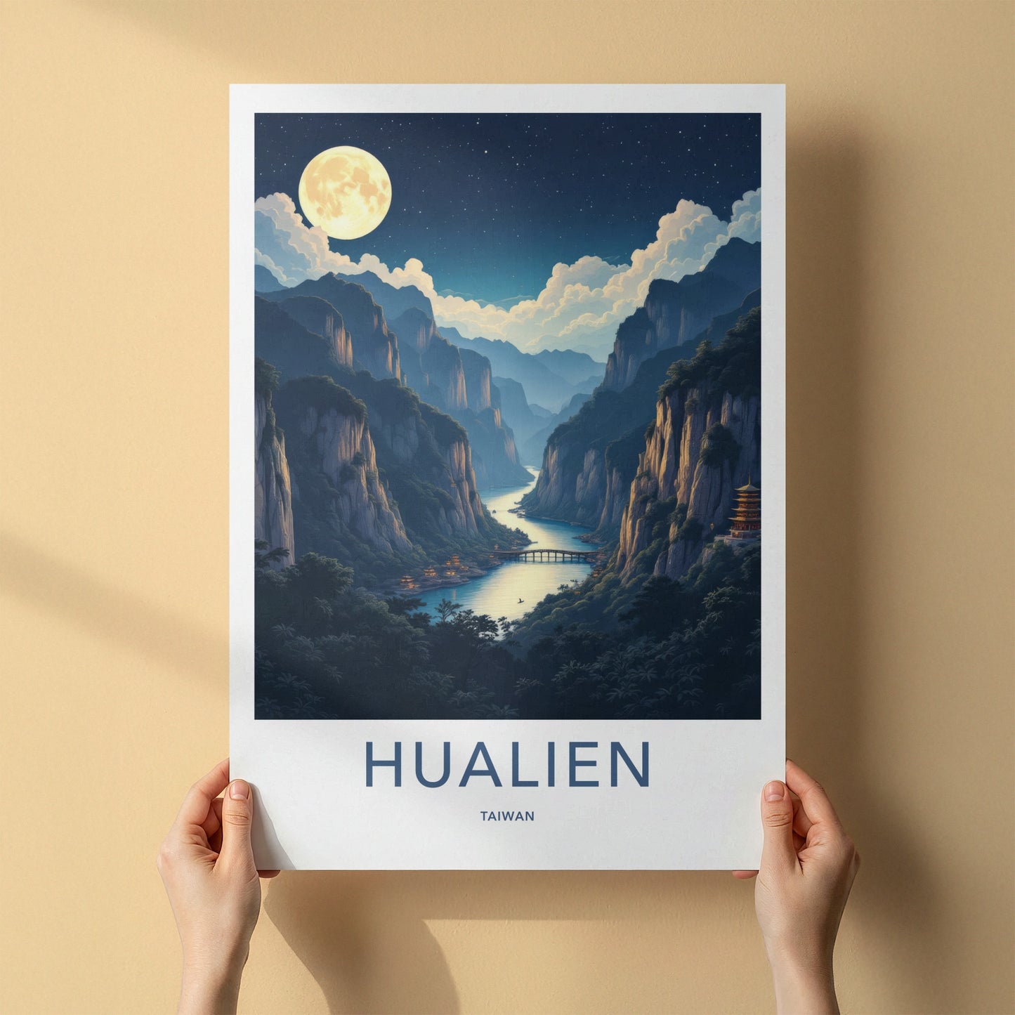 HUALIEN Poster - Taiwan Framed Art - Towering Cliffs River Wall Decor