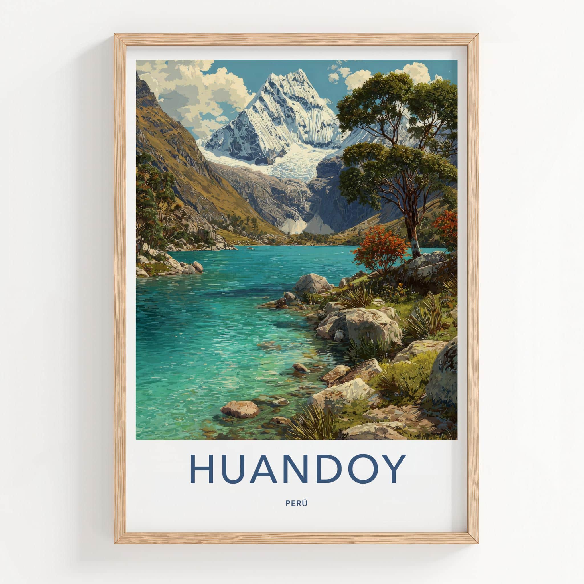 Huandoy Poster - Peru Art Print - Glacial Lake Mountain Home Decor