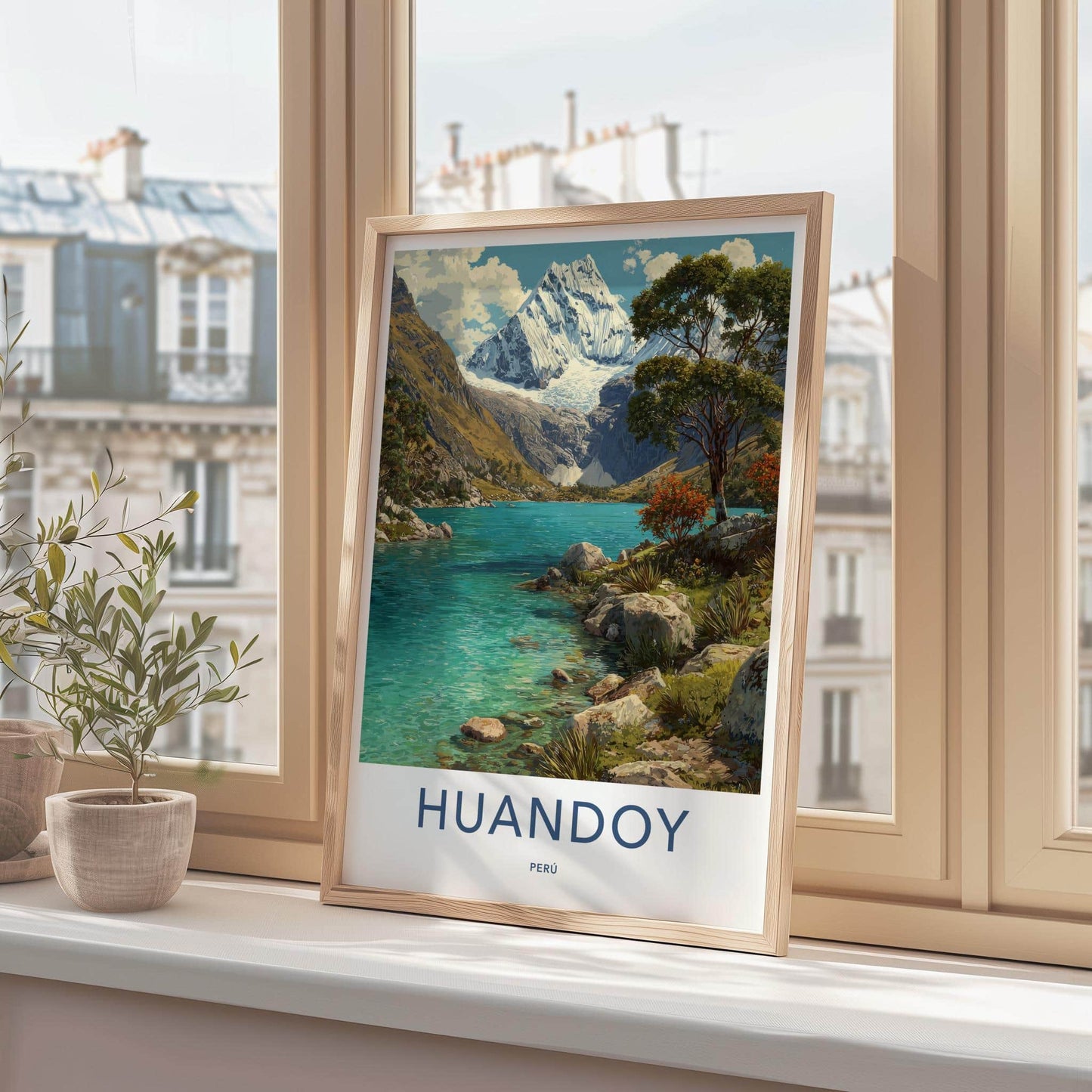 Huandoy Poster - Peru Art Print - Glacial Lake Mountain Home Decor
