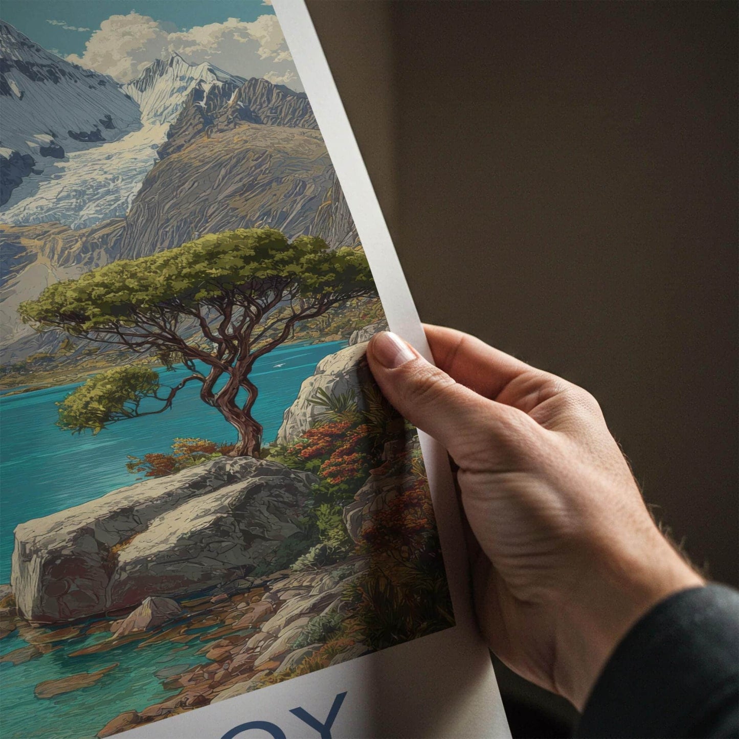 Huandoy Poster - Peru Travel Art - Turquoise Lake Mountain Home Decor