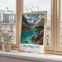 Huandoy Poster - Peru Travel Art - Turquoise Lake Mountain Home Decor