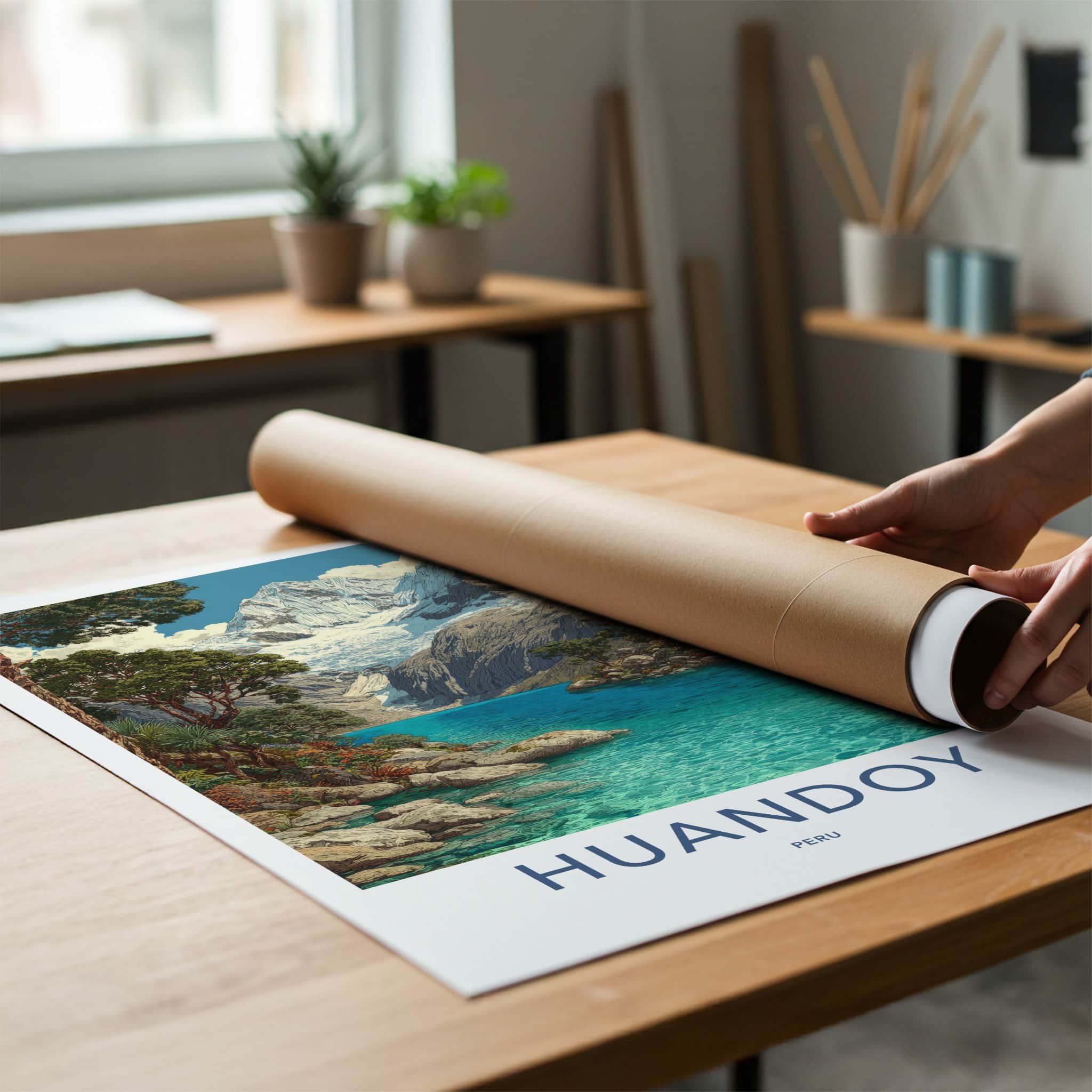Huandoy Poster - Peru Travel Print - Glacier Lake Green Home Decor