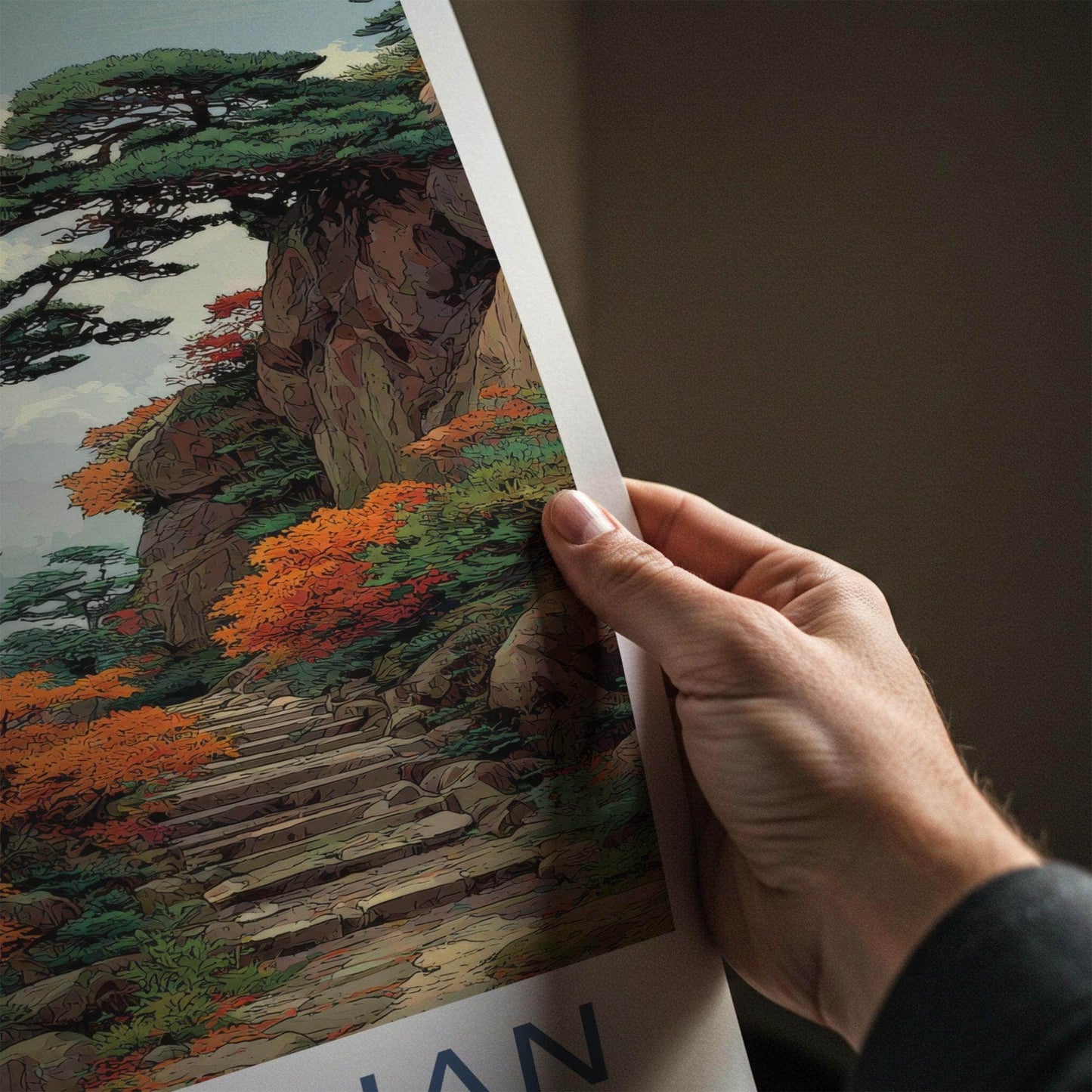 Huangshan Poster - China Travel Art - Misty Mountain Pines Home Decor