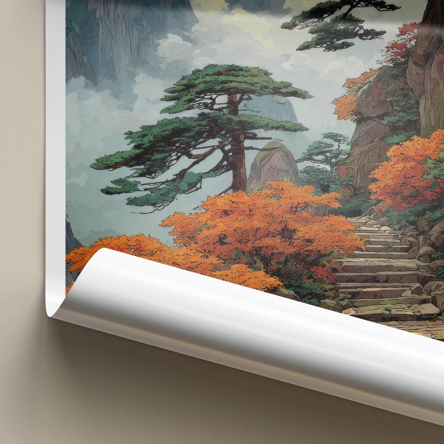 Huangshan Poster - China Travel Art - Misty Mountain Pines Home Decor