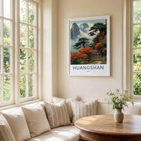 Huangshan Poster - China Travel Art - Misty Mountain Pines Home Decor