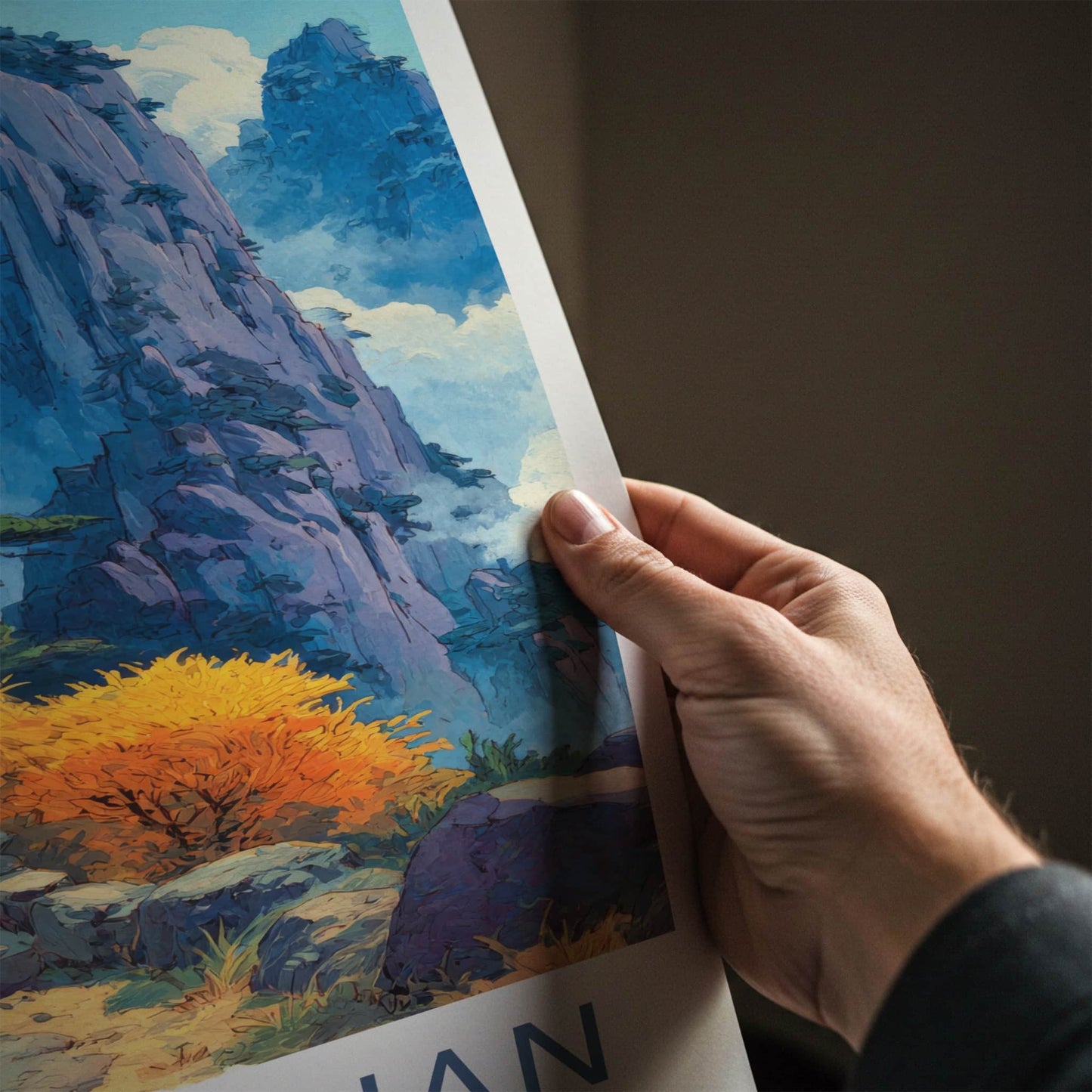 Huangshan Poster - China Travel Art - Mountain Stone Path Home Decor
