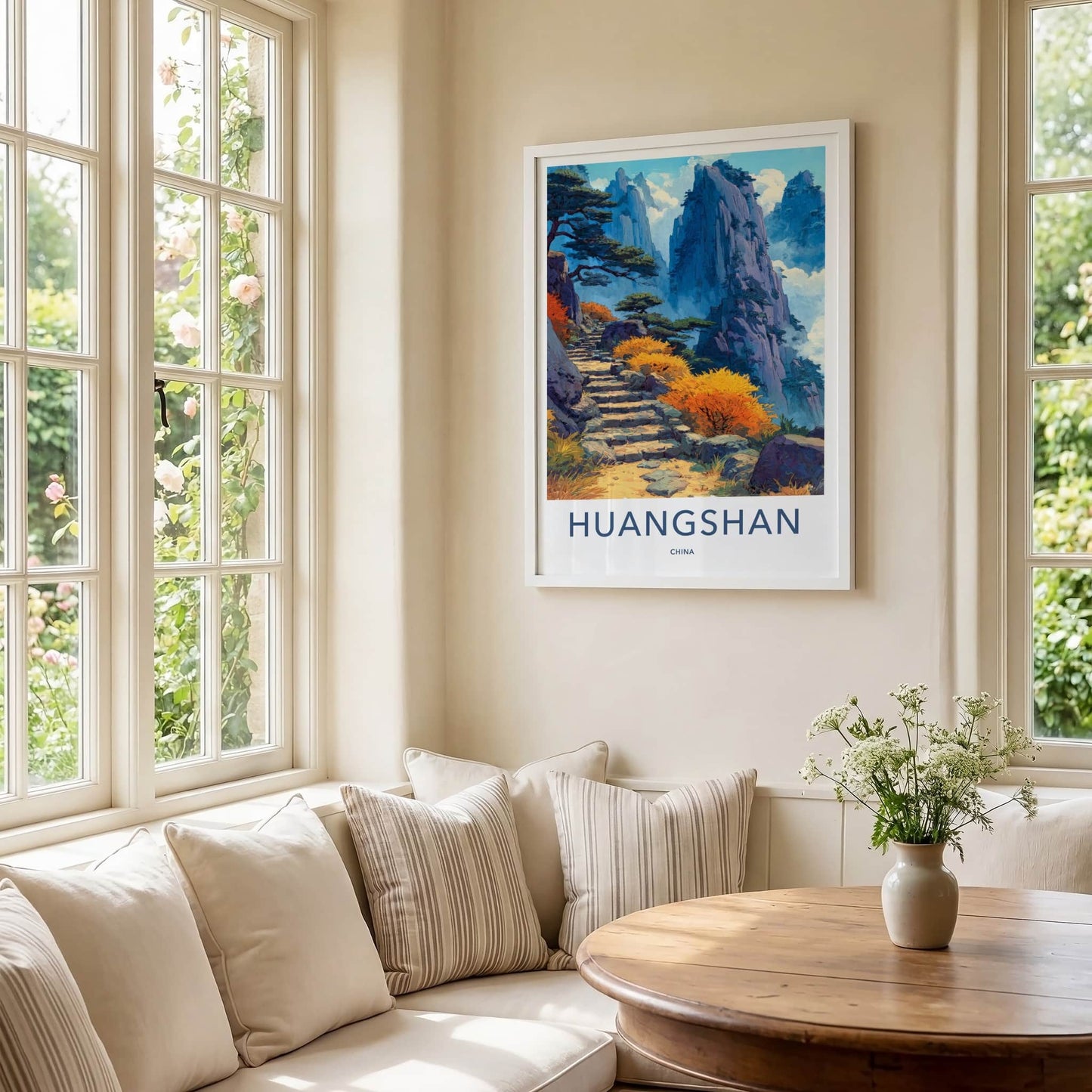 Huangshan Poster - China Travel Art - Mountain Stone Path Home Decor