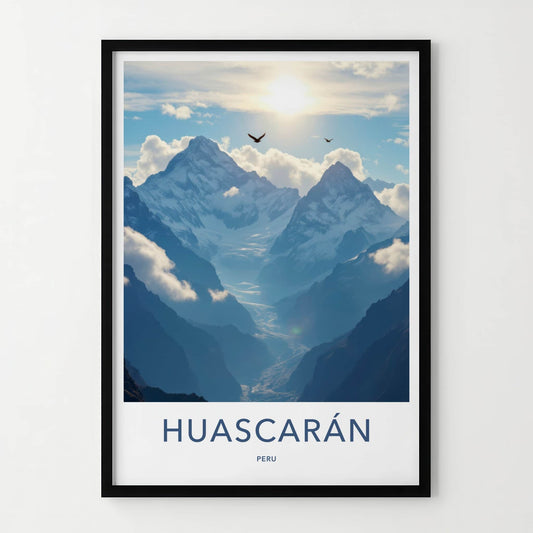 Huascaran Poster - Peru Travel Art - Majestic Mountain Glacier Home Decor