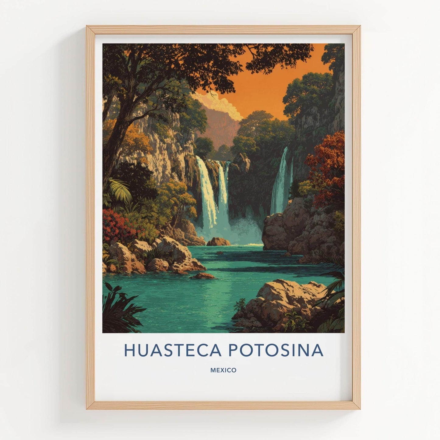 Huasteca Potosina Poster - Mexico Travel Art - Jungle Waterfalls Home Decor