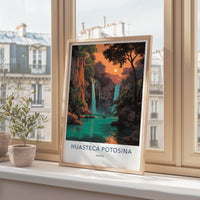 Huasteca Potosina Poster - Mexico Travel Art - Lush Tropical Waterfall Wall Decor
