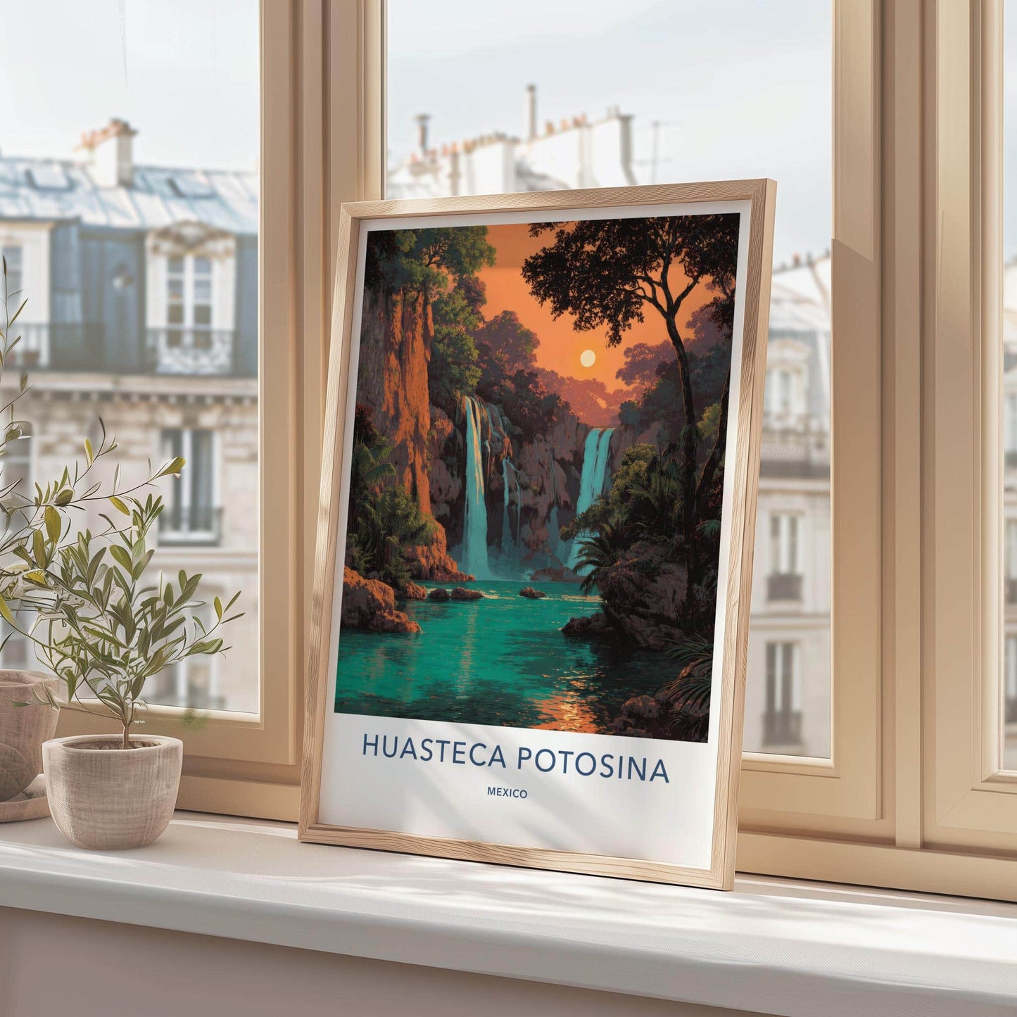 Huasteca Potosina Poster - Mexico Travel Art - Lush Tropical Waterfall Wall Decor