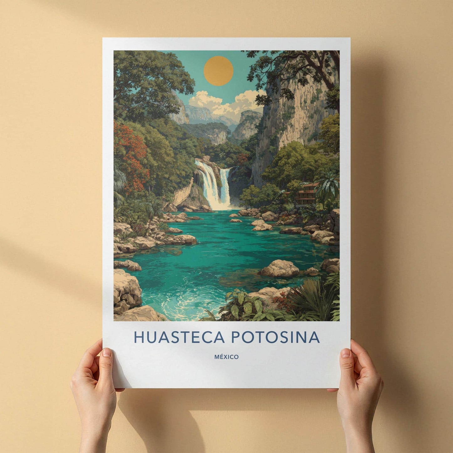 Huasteca Potosina Poster - Mexico Travel Art - River Waterfall Home Decor
