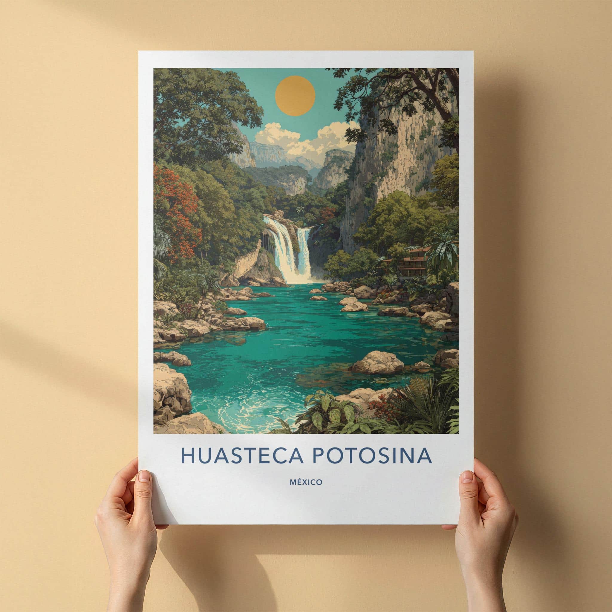 Huasteca Potosina Poster - Mexico Travel Art - River Waterfall Home Decor