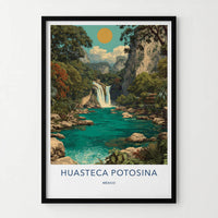 Huasteca Potosina Poster - Mexico Travel Art - River Waterfall Home Decor