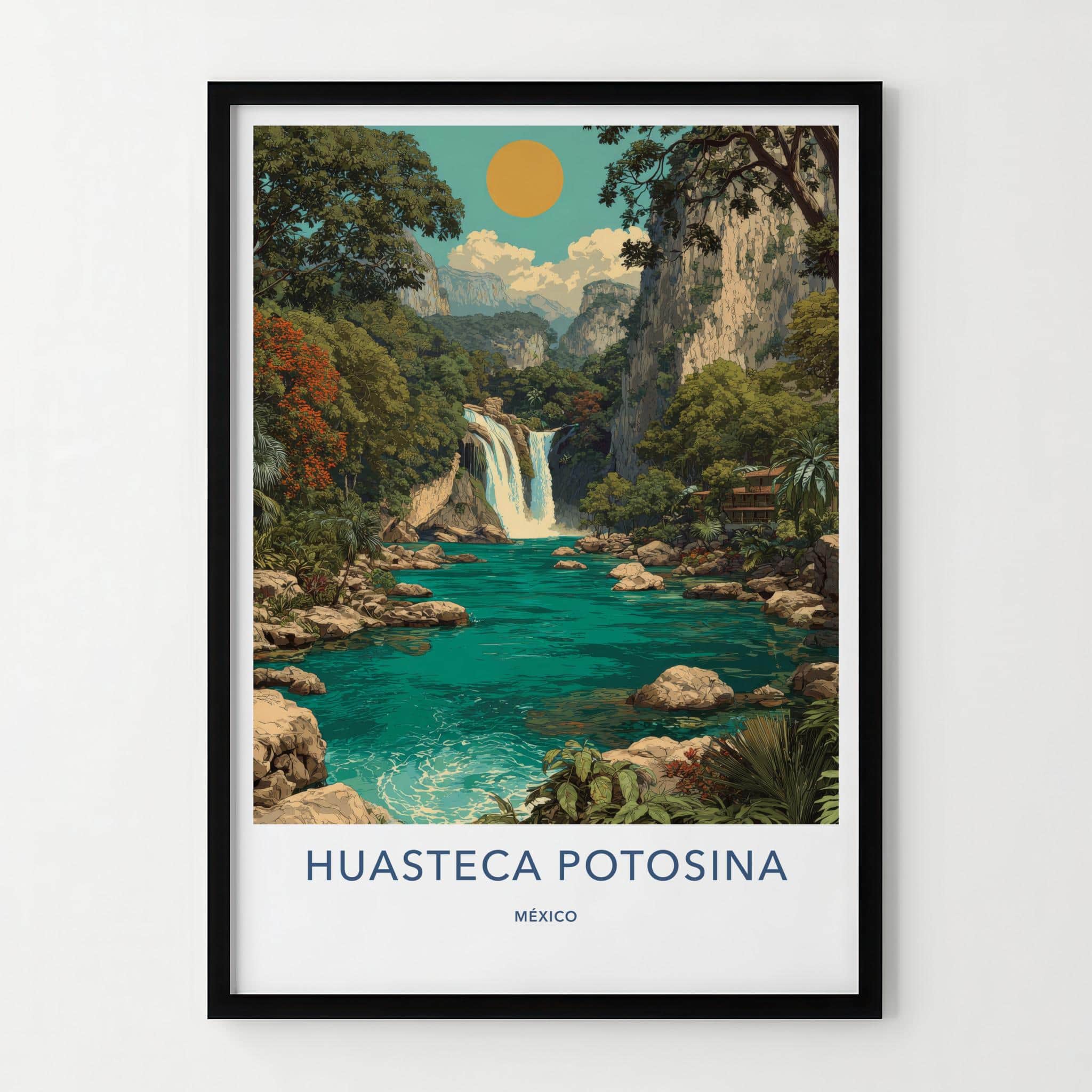 Huasteca Potosina Poster - Mexico Travel Art - River Waterfall Home Decor