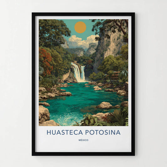 Huasteca Potosina Poster - Mexico Travel Art - River Waterfall Home Decor