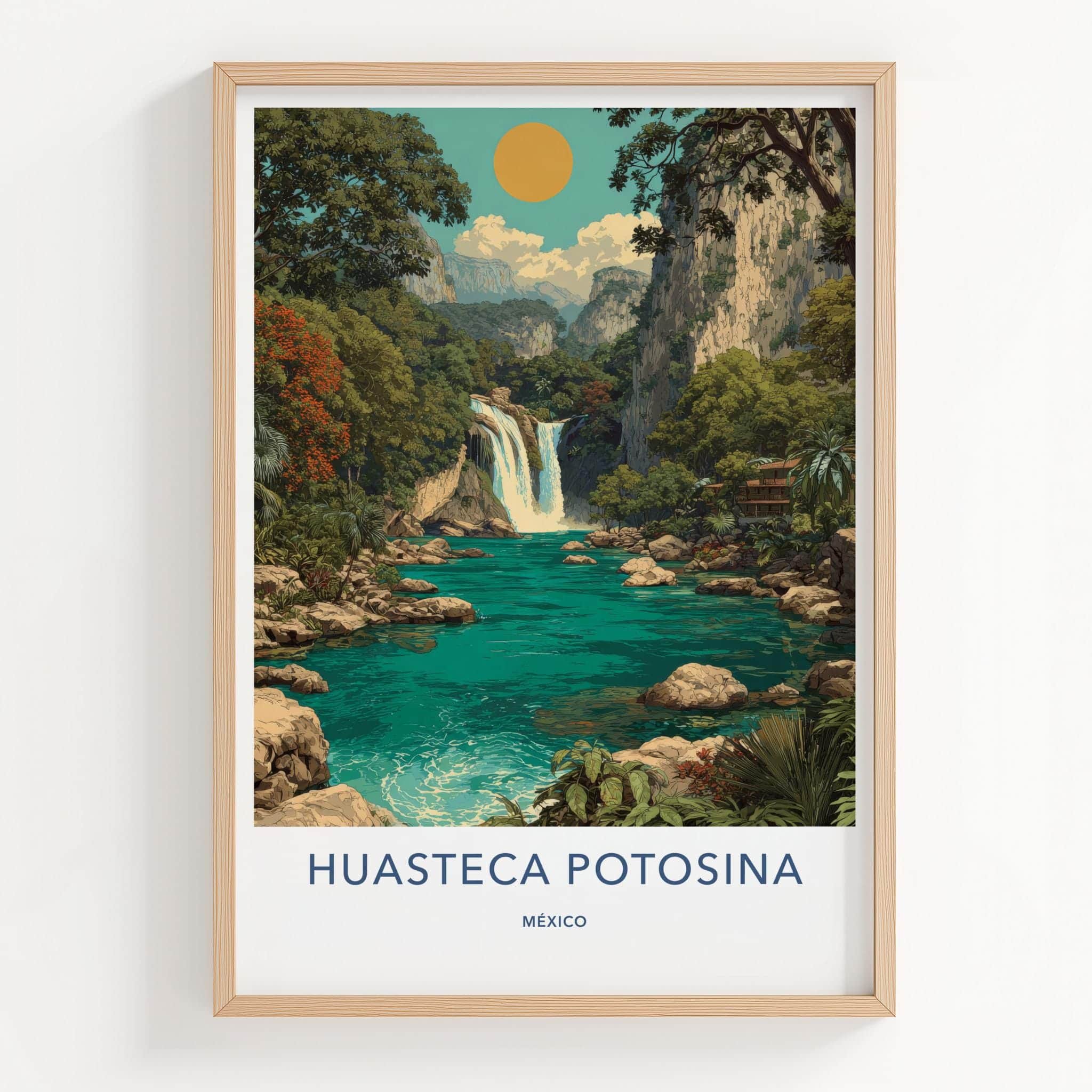 Huasteca Potosina Poster - Mexico Travel Art - River Waterfall Home Decor