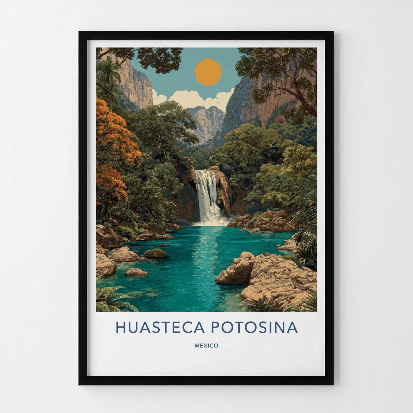 Huasteca Potosina Poster - Mexico Travel Art - Tropical Waterfall Scene Home Decor