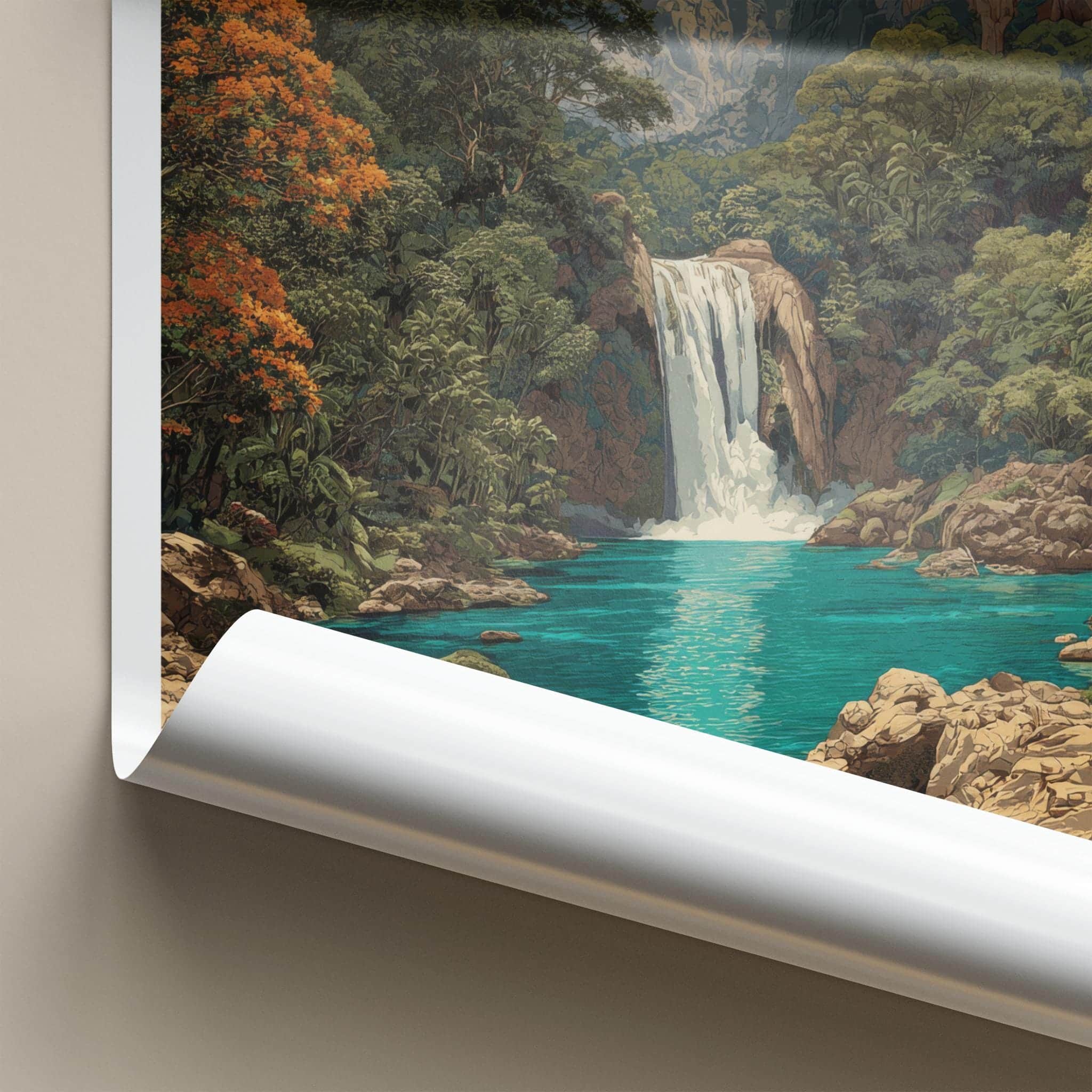 Huasteca Potosina Poster - Mexico Travel Art - Tropical Waterfall Scene Home Decor