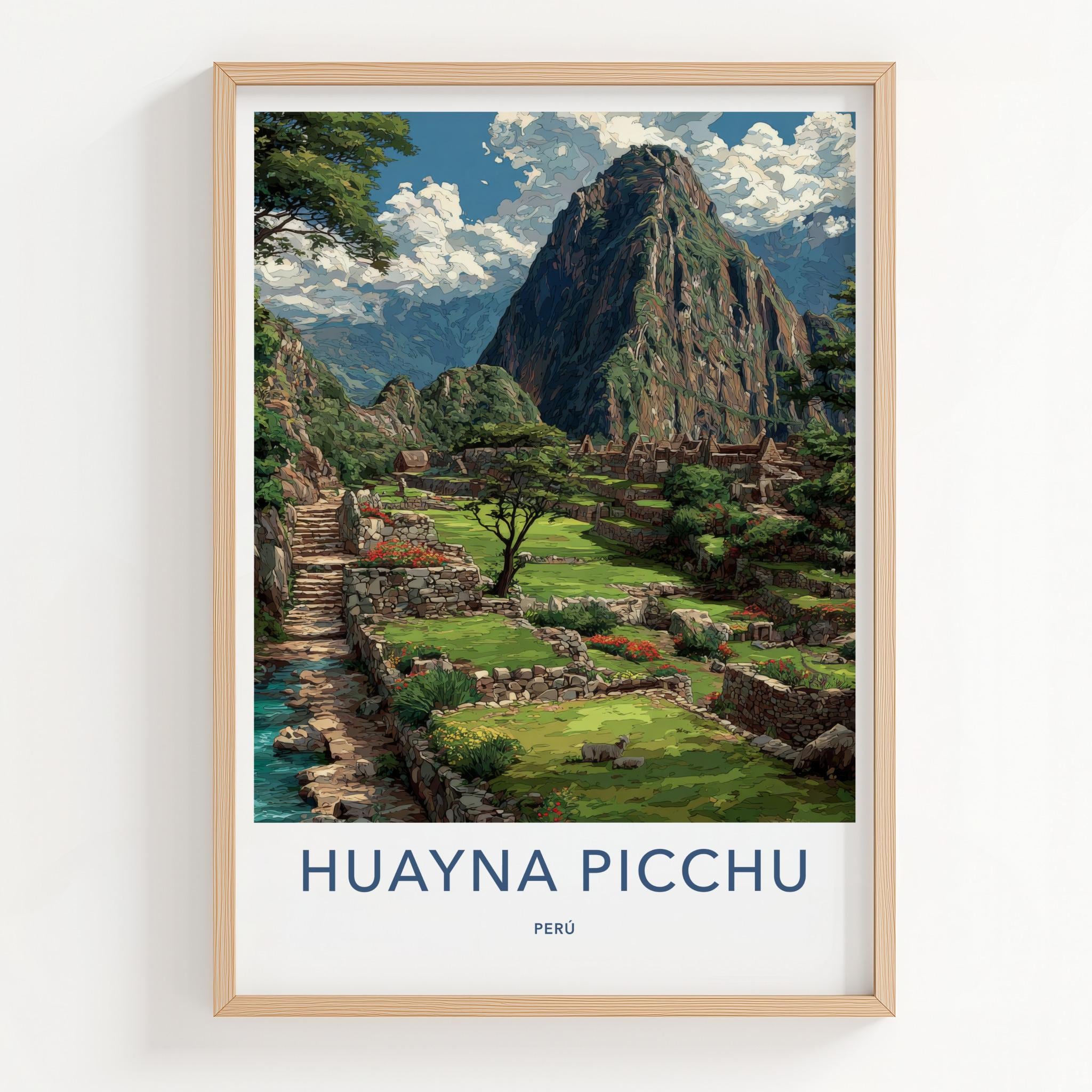 Huayna Picchu Poster - Peru Travel Art - Ancient Mountain Terraces Home Decor