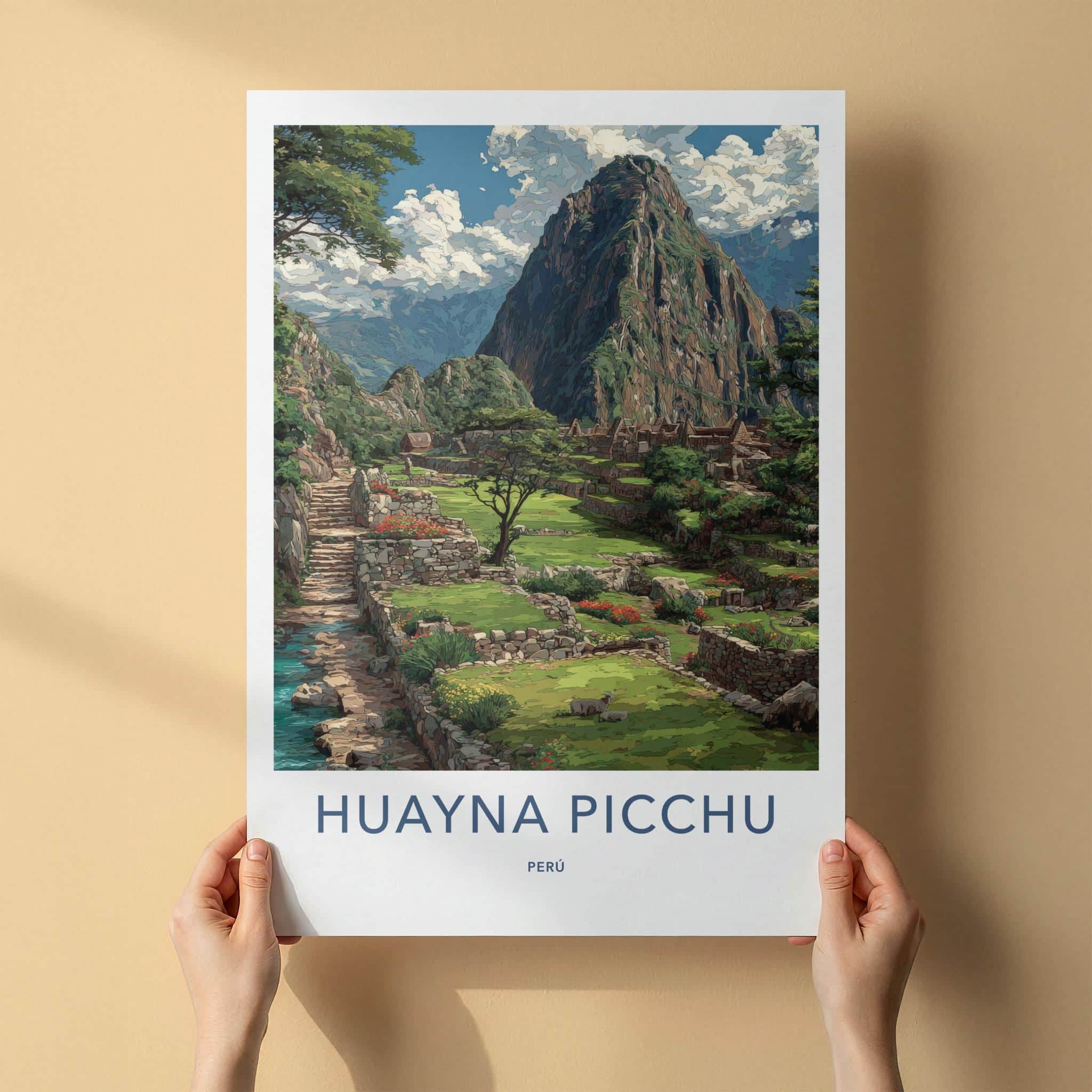 Huayna Picchu Poster - Peru Travel Art - Ancient Mountain Terraces Home Decor