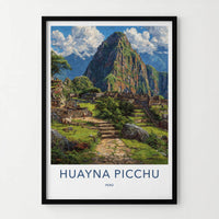 Huayna Picchu Poster - Peru Travel Art - Inca Ruins Mountain Home Decor