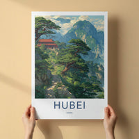 Hubei Poster - China Art Print Red Temple Gift