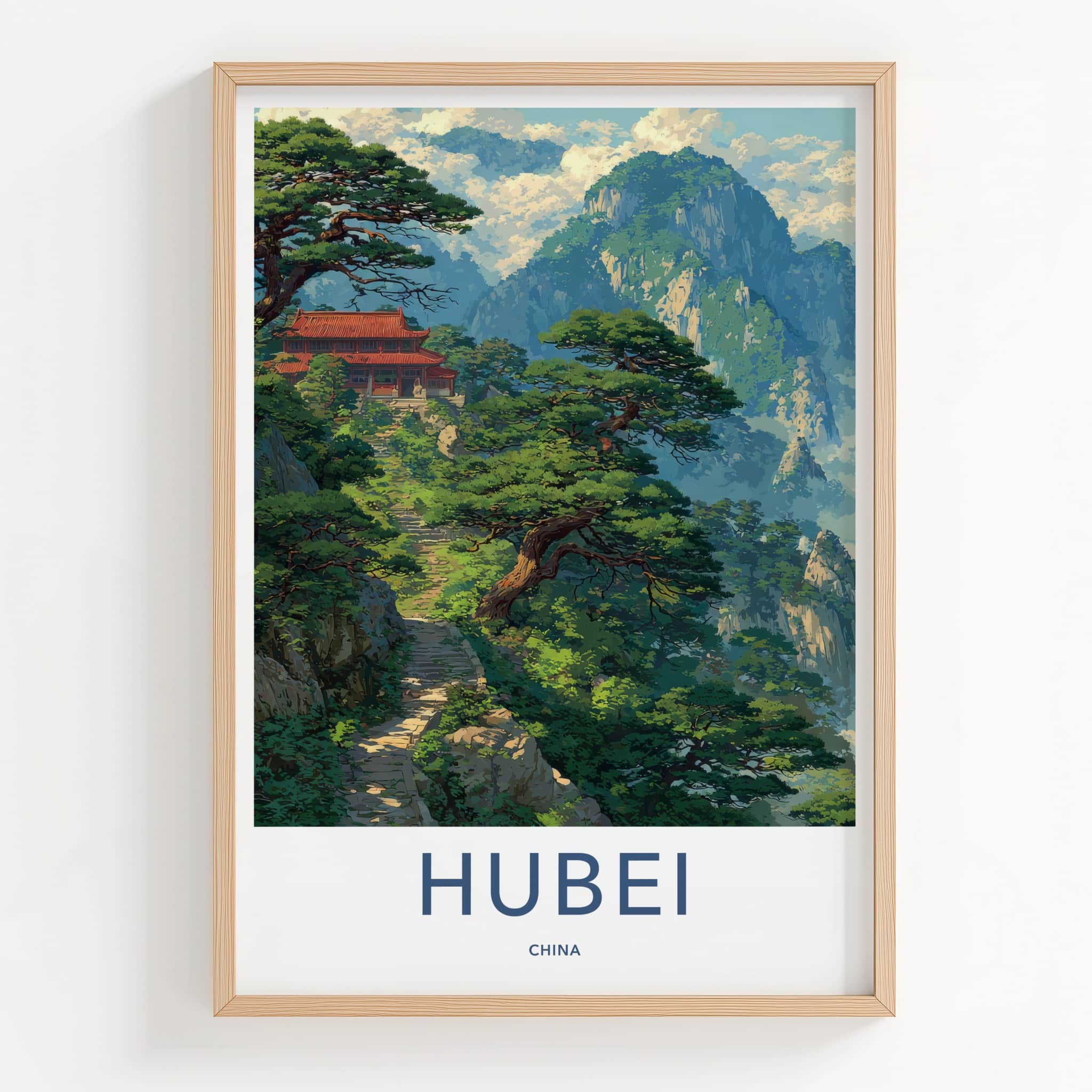 Hubei Poster - China Art Print Red Temple Gift