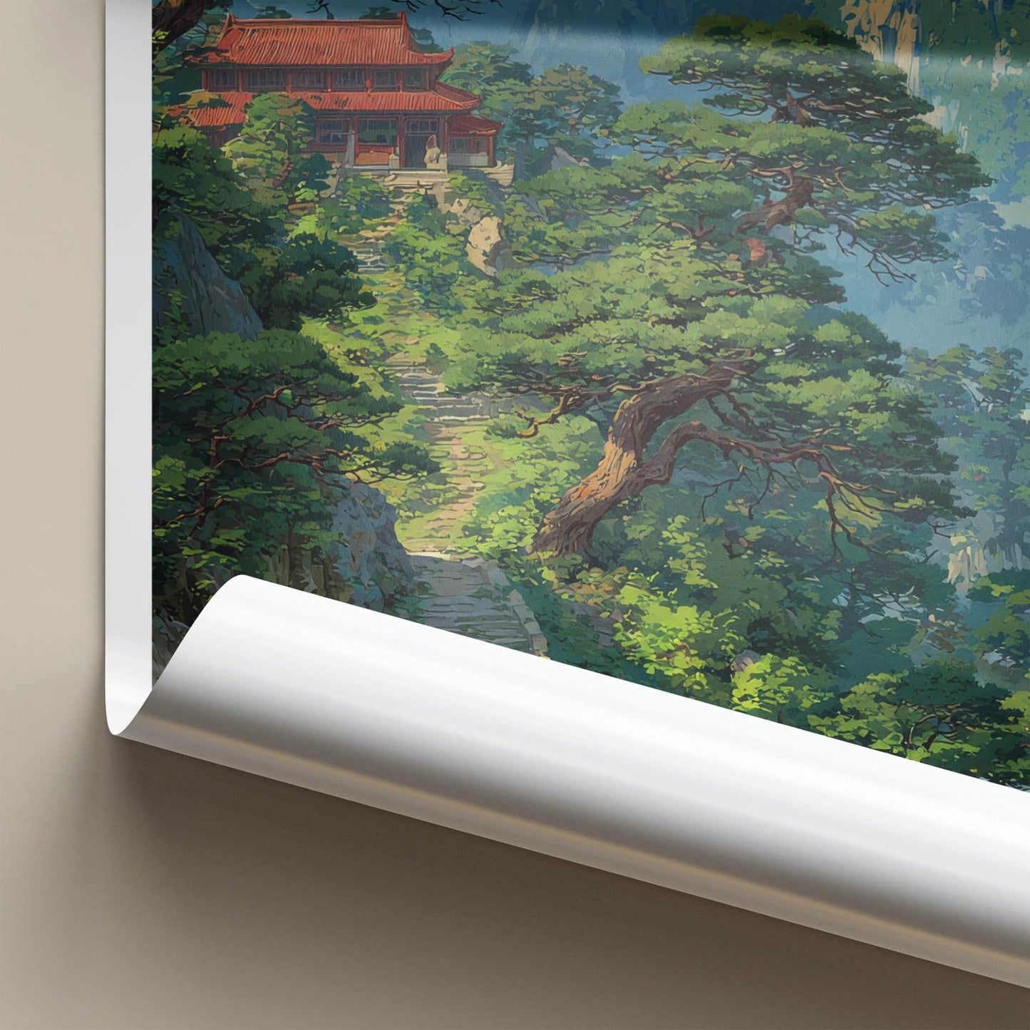 Hubei Poster - China Travel Print - Mountain Temple Pathway Home Decor
